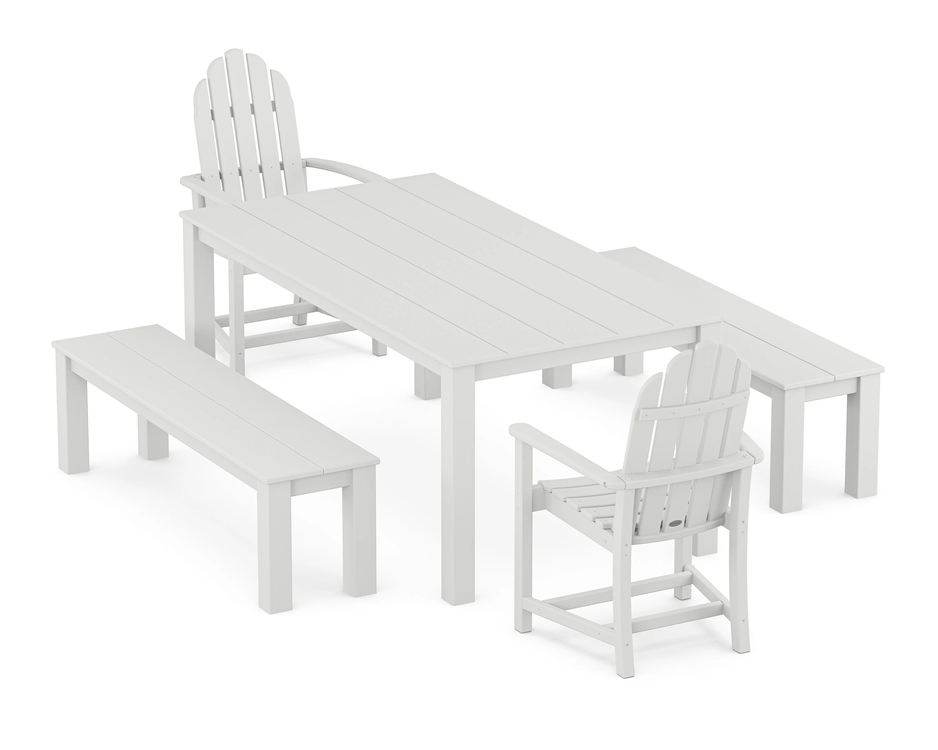Classic Adirondack 5-Piece Parsons Dining Set with Benches - Image 6