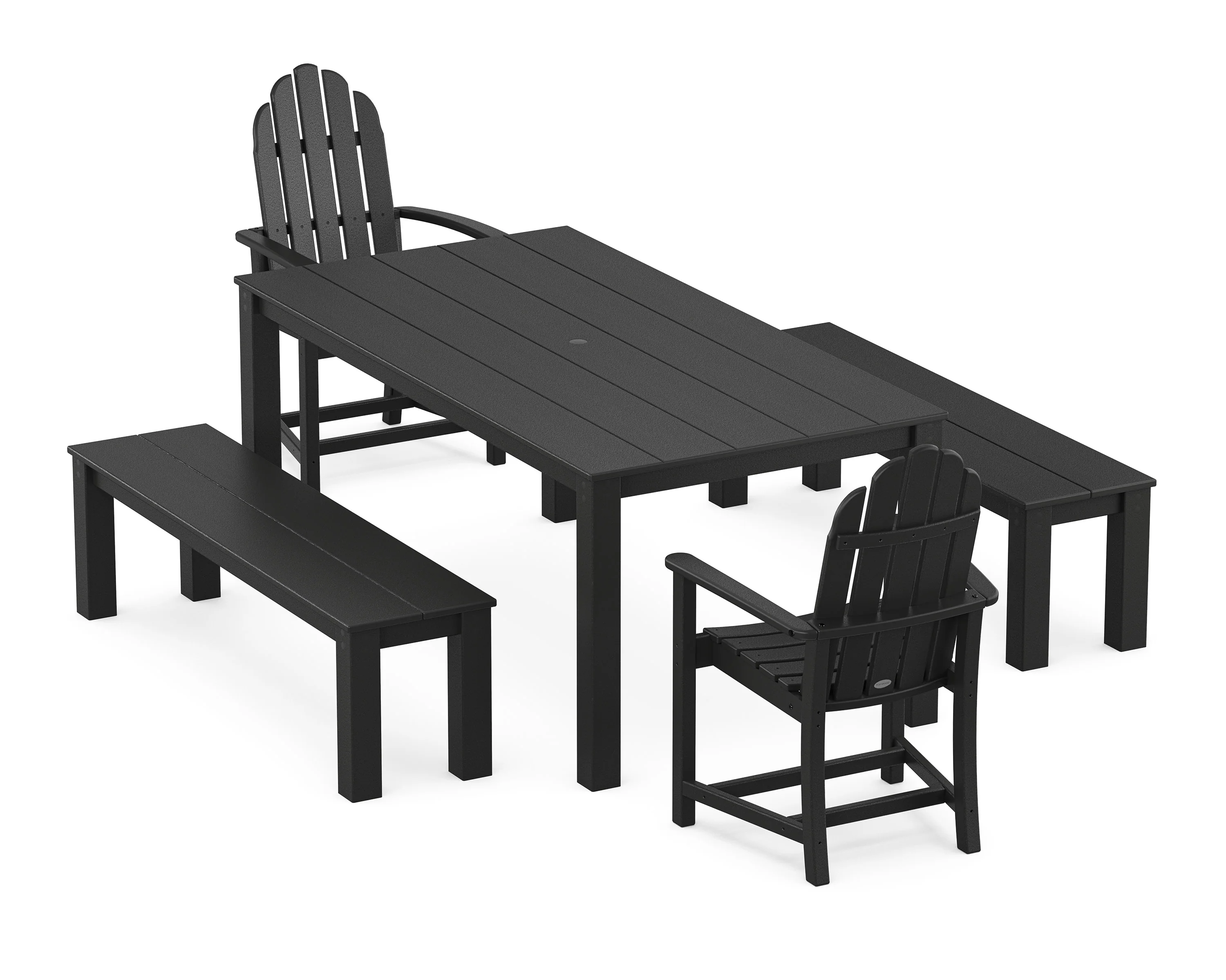 Classic Adirondack 5-Piece Parsons Dining Set with Benches - Image 7