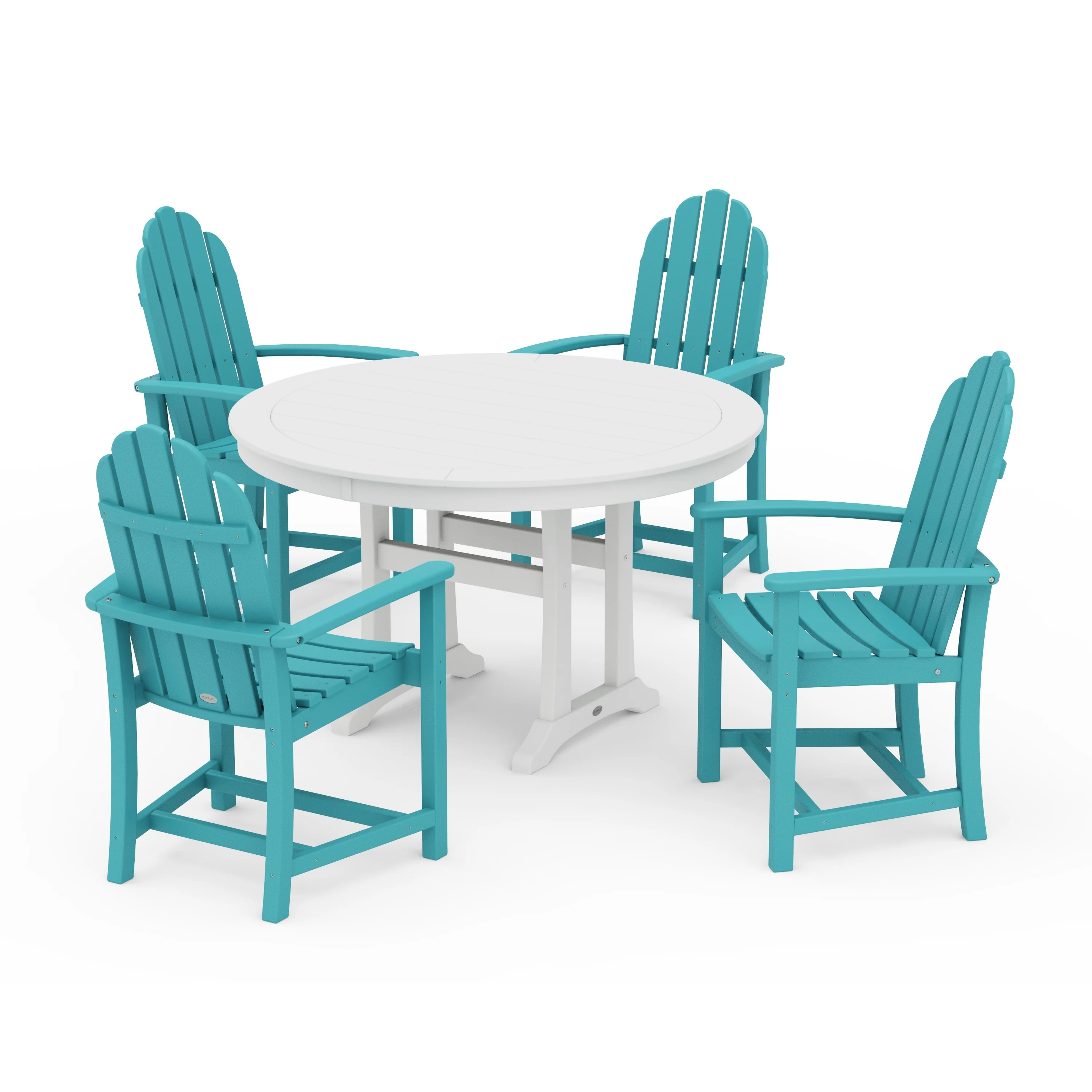 Classic Adirondack 5-Piece Round Dining Set with Trestle Legs - Image 14