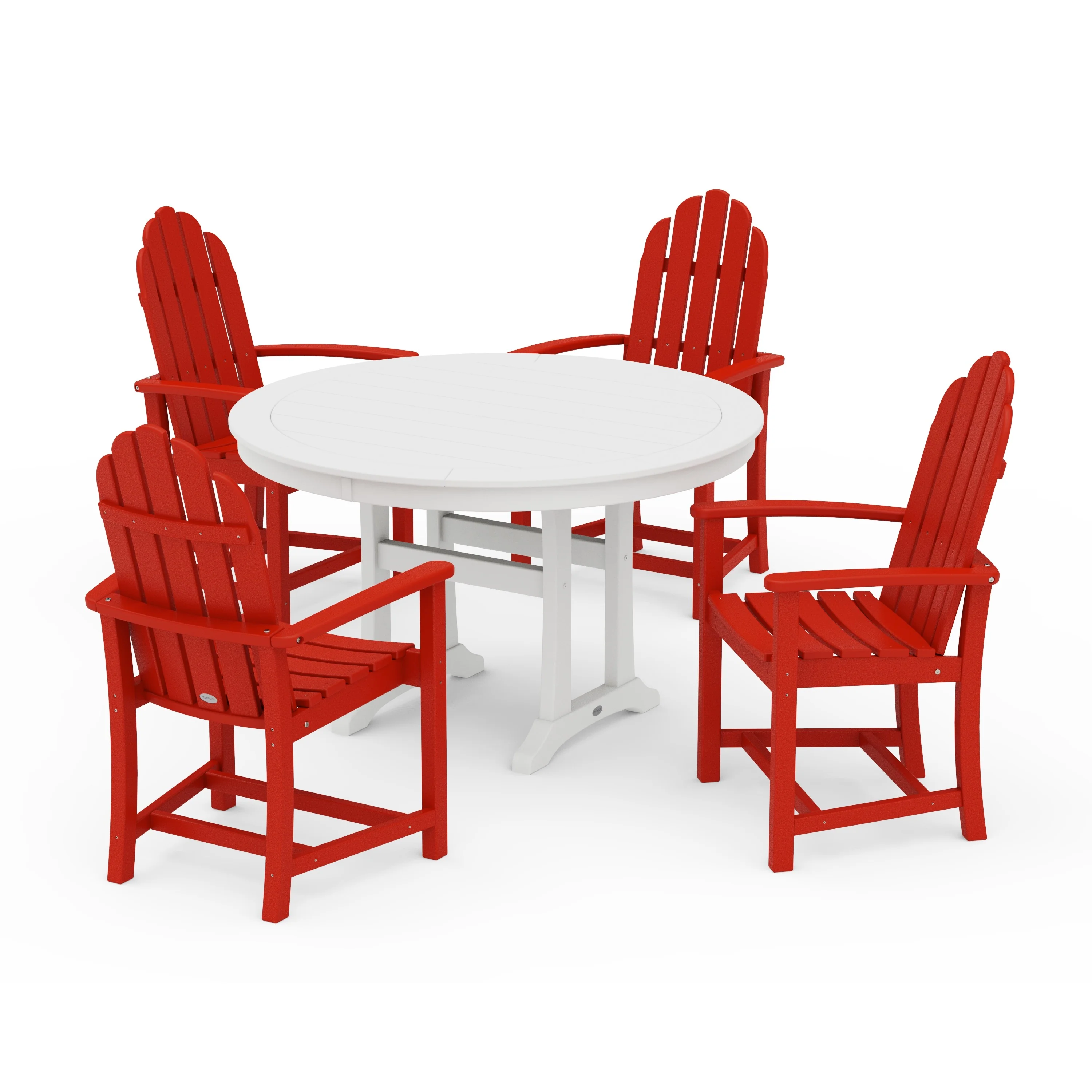 Classic Adirondack 5-Piece Round Dining Set with Trestle Legs - Image 16