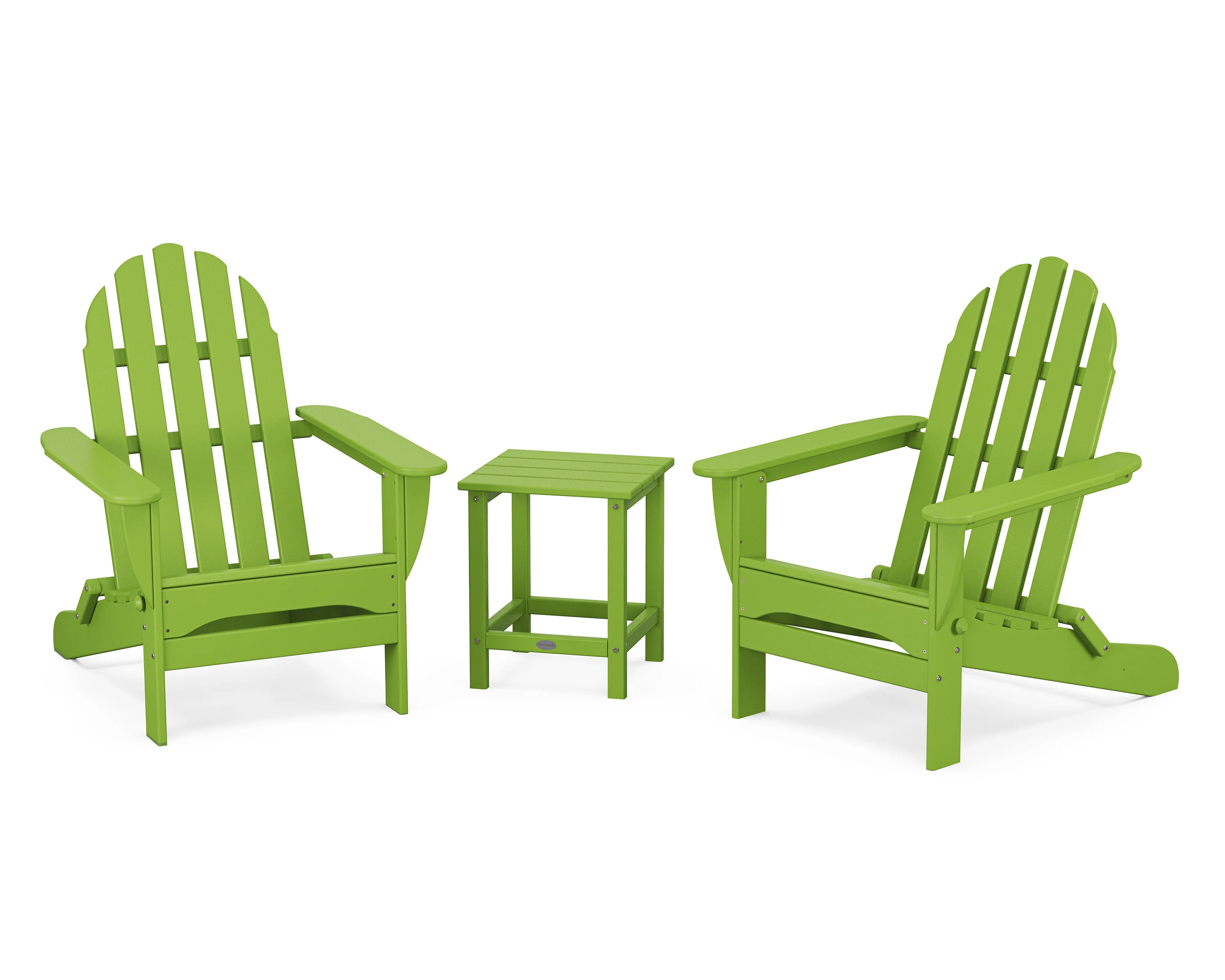 Classic Folding Adirondack 3-Piece Set with Long Island 18" Side Table - Image 4