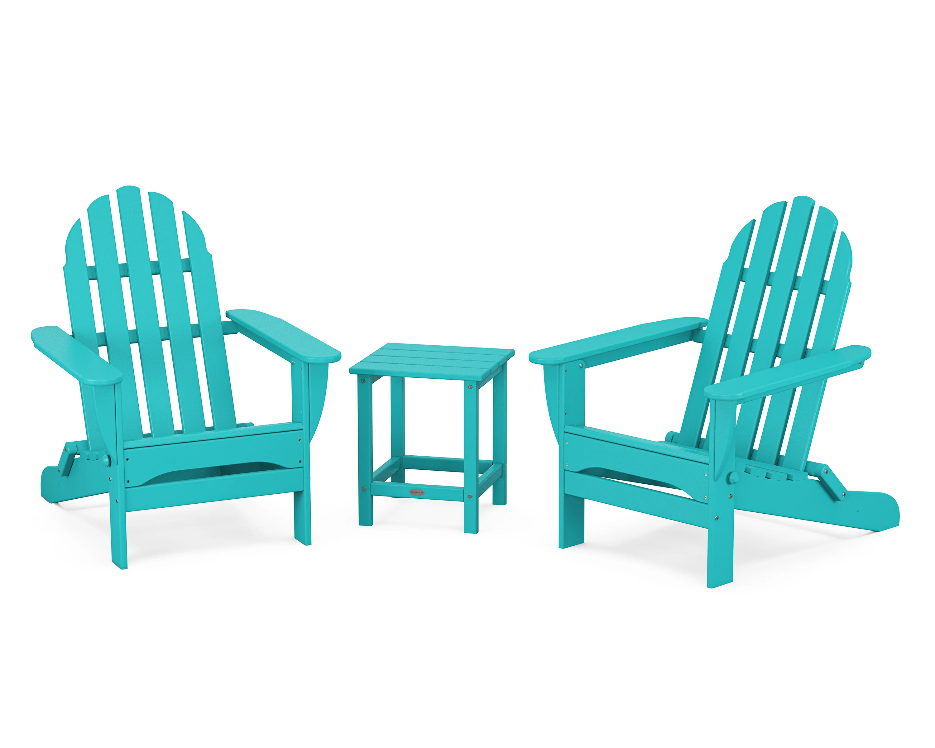Classic Folding Adirondack 3-Piece Set with Long Island 18" Side Table - Image 9