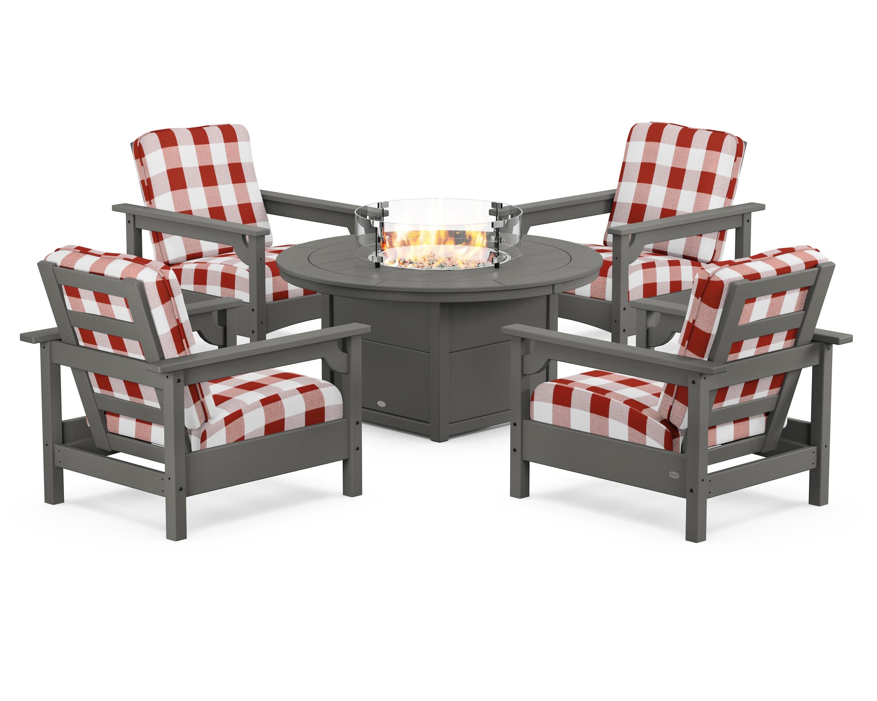 Club 5-Piece Conversation Set with Fire Pit Table - Image 109