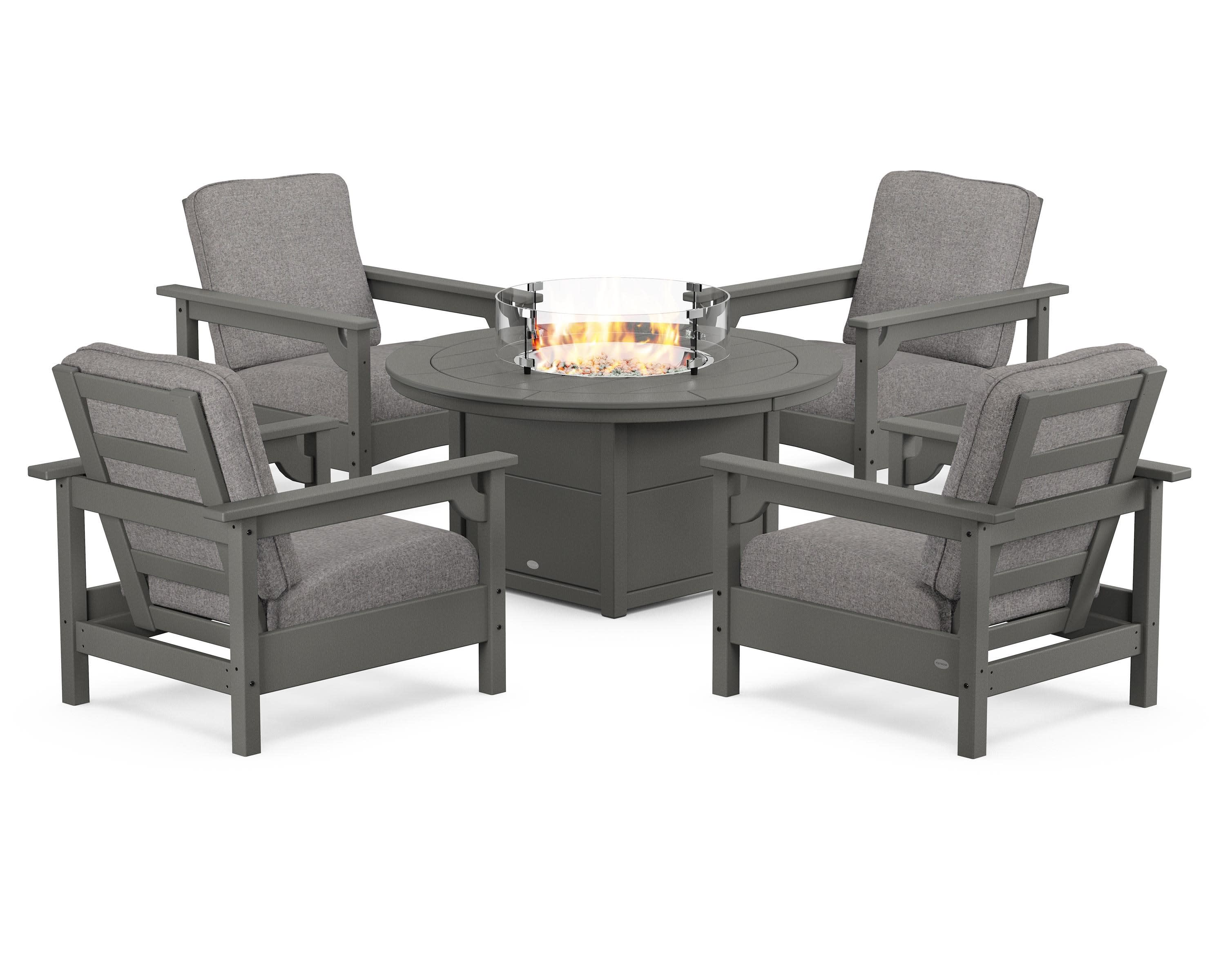 Club 5-Piece Conversation Set with Fire Pit Table - Image 135
