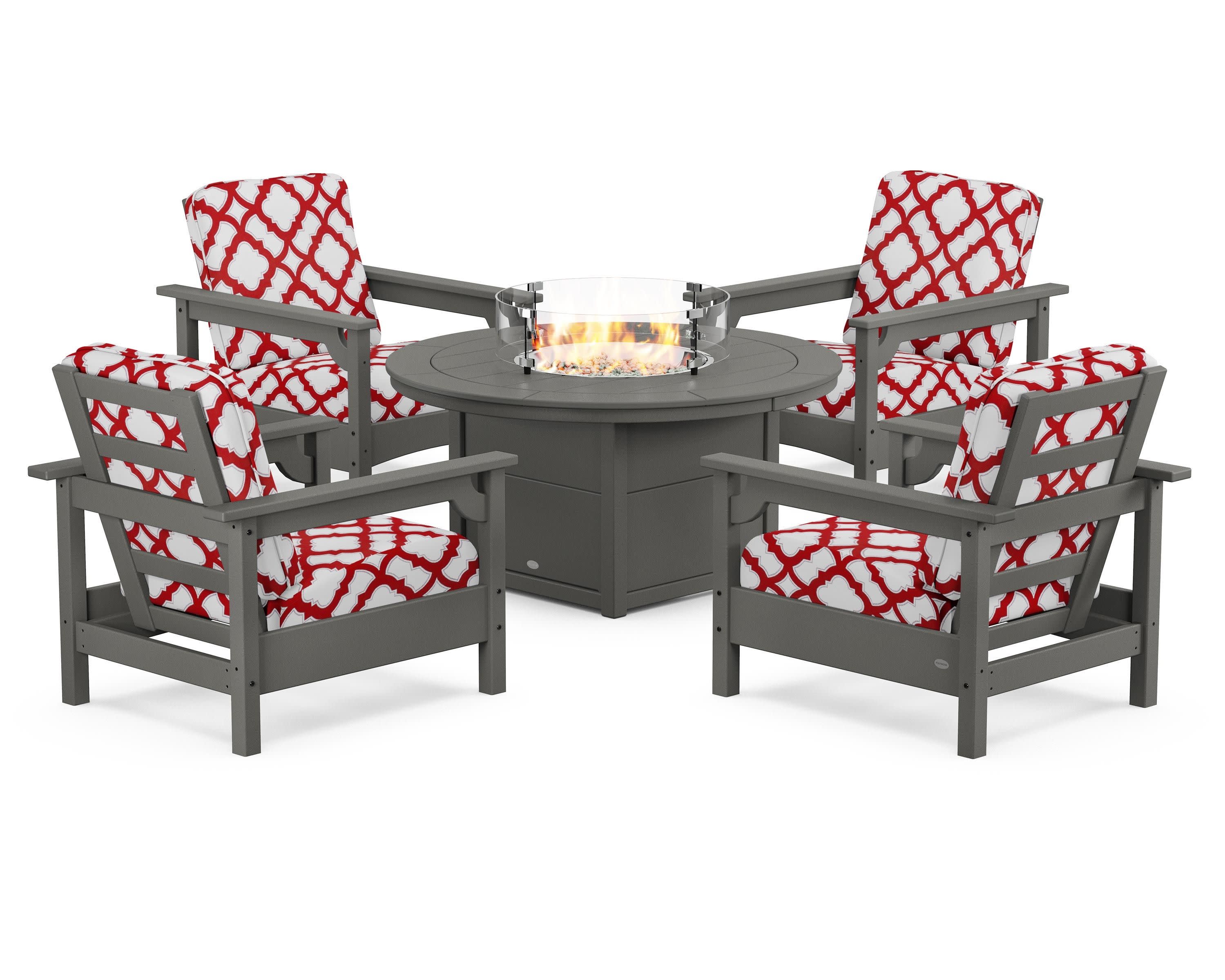 Club 5-Piece Conversation Set with Fire Pit Table - Image 143