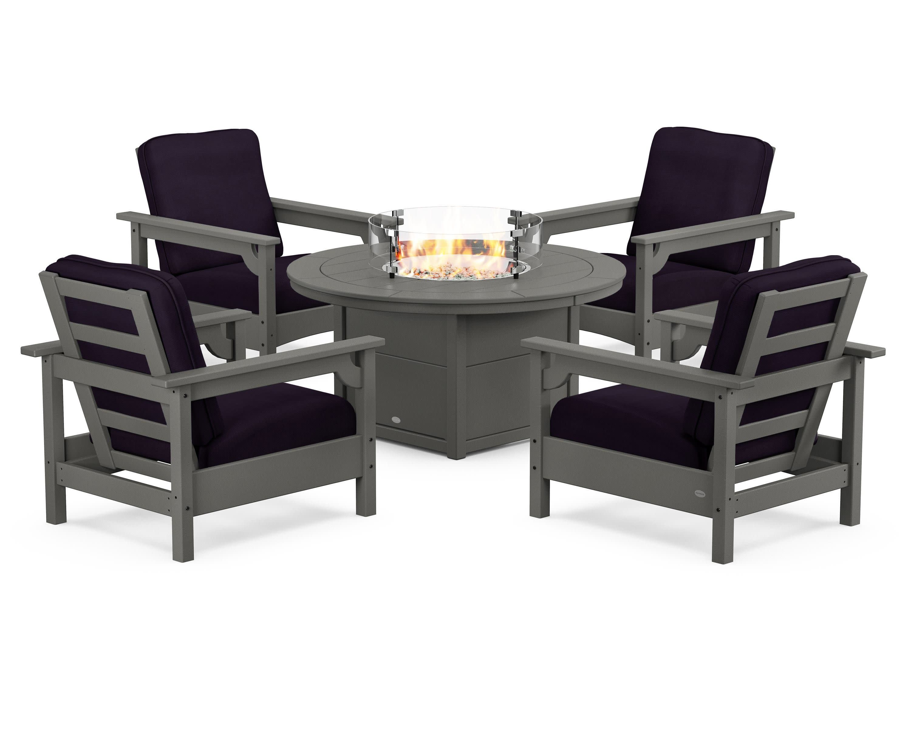 Club 5-Piece Conversation Set with Fire Pit Table - Image 156