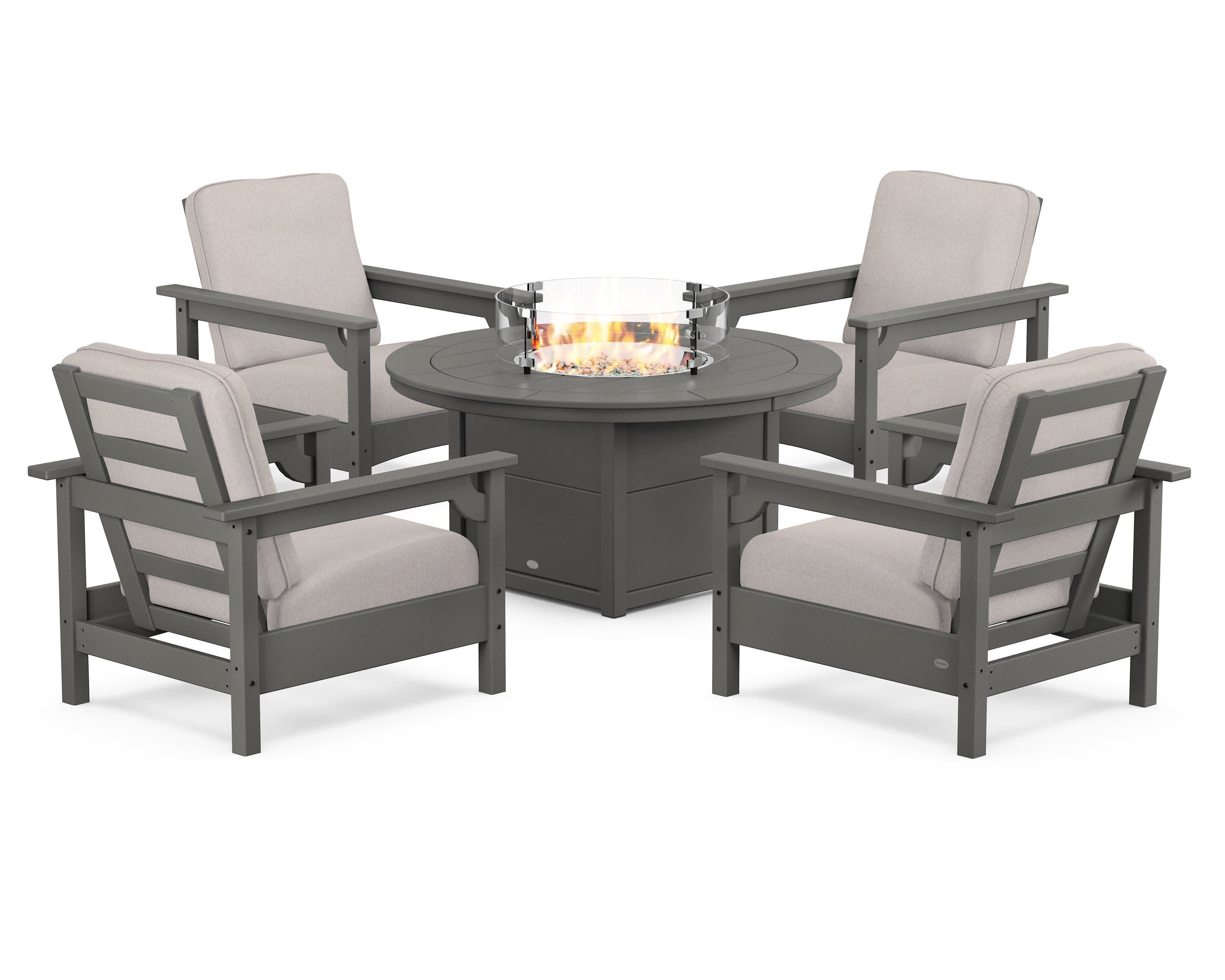 Club 5-Piece Conversation Set with Fire Pit Table - Image 177