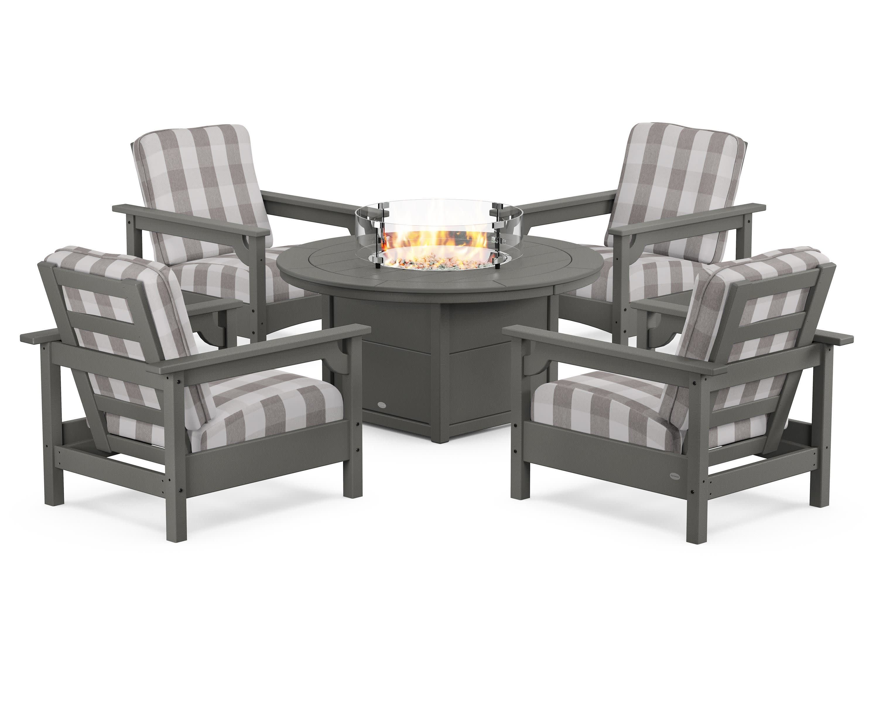Club 5-Piece Conversation Set with Fire Pit Table - Image 40