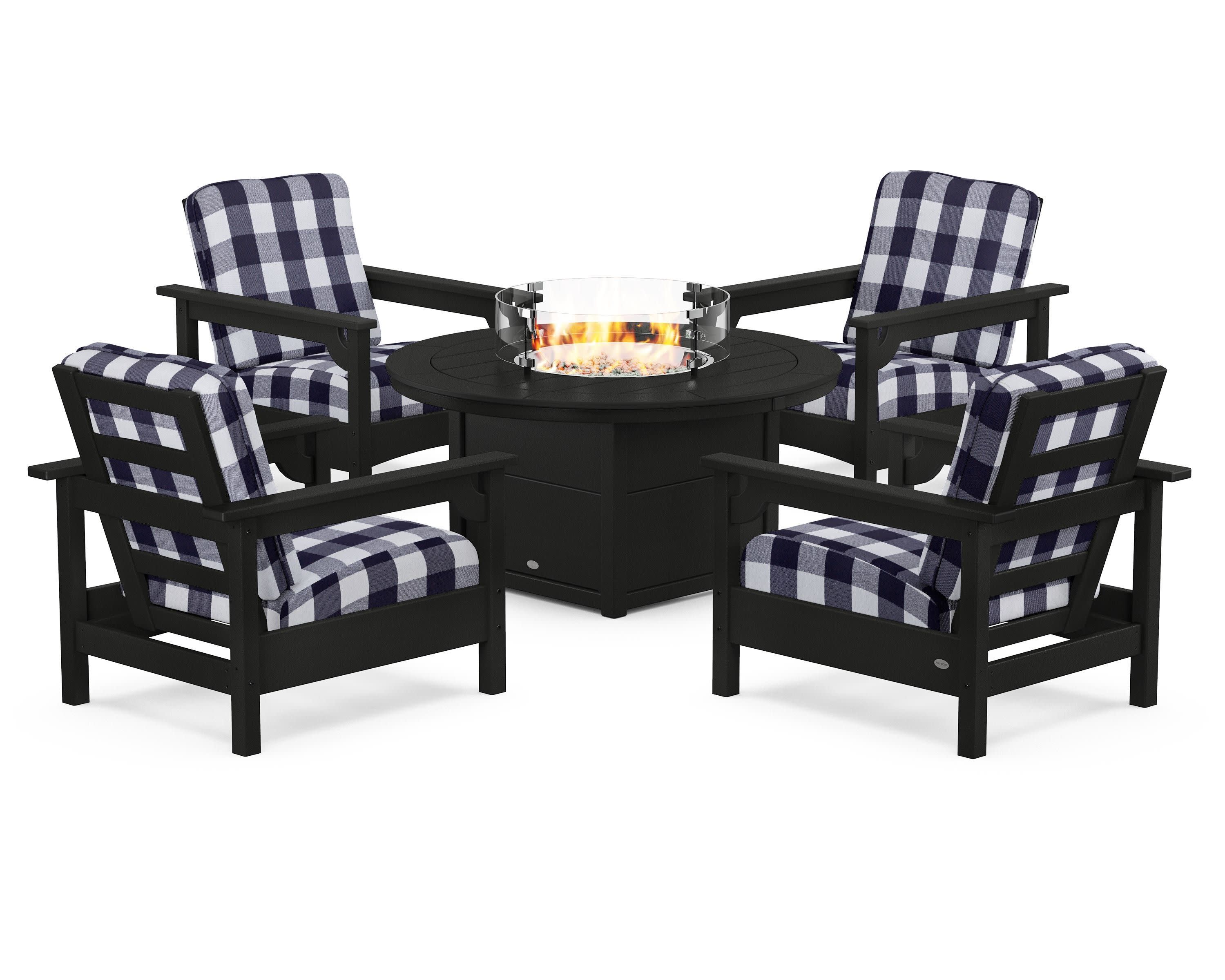 Club 5-Piece Conversation Set with Fire Pit Table - Image 6