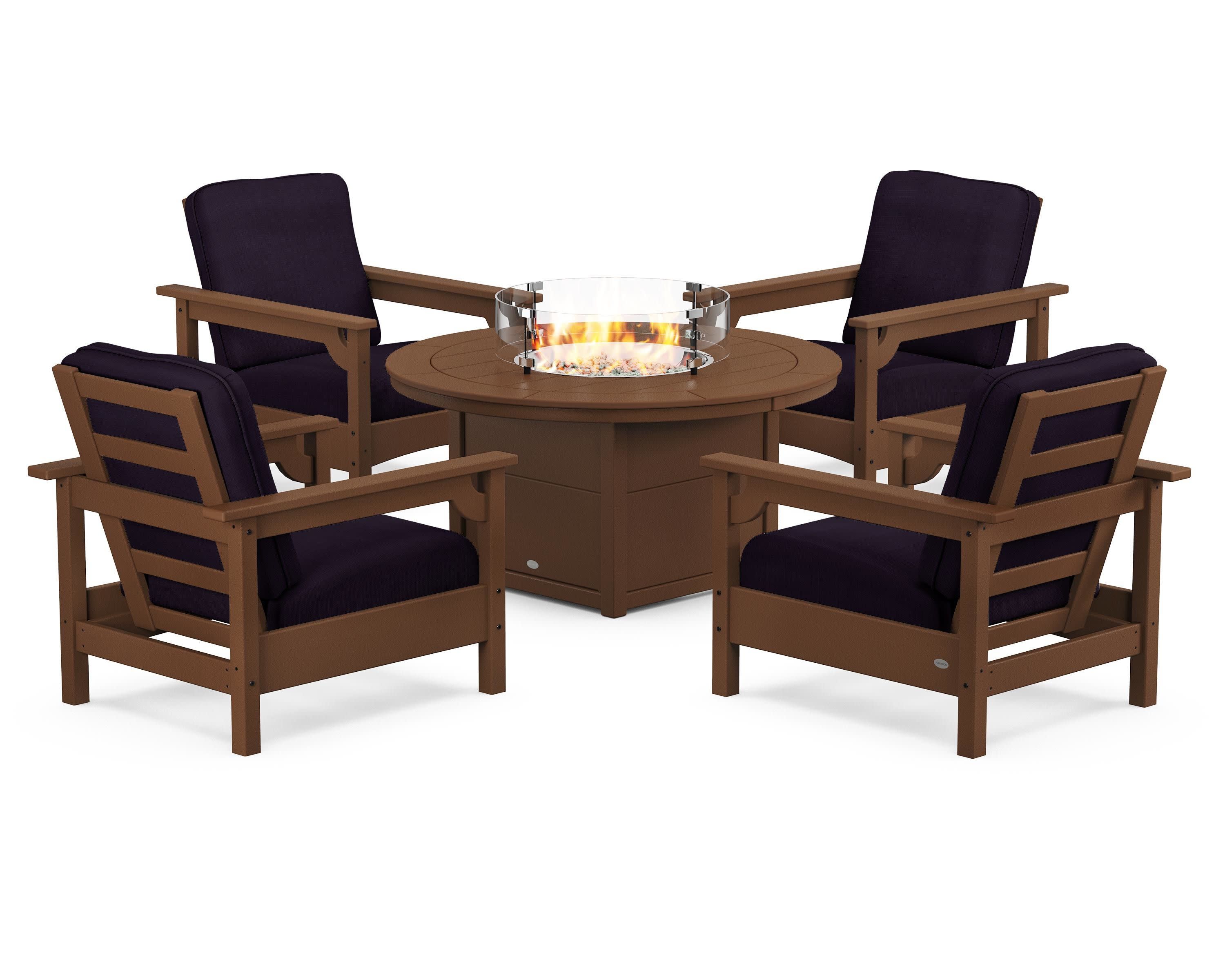 Club 5-Piece Conversation Set with Fire Pit Table - Image 97