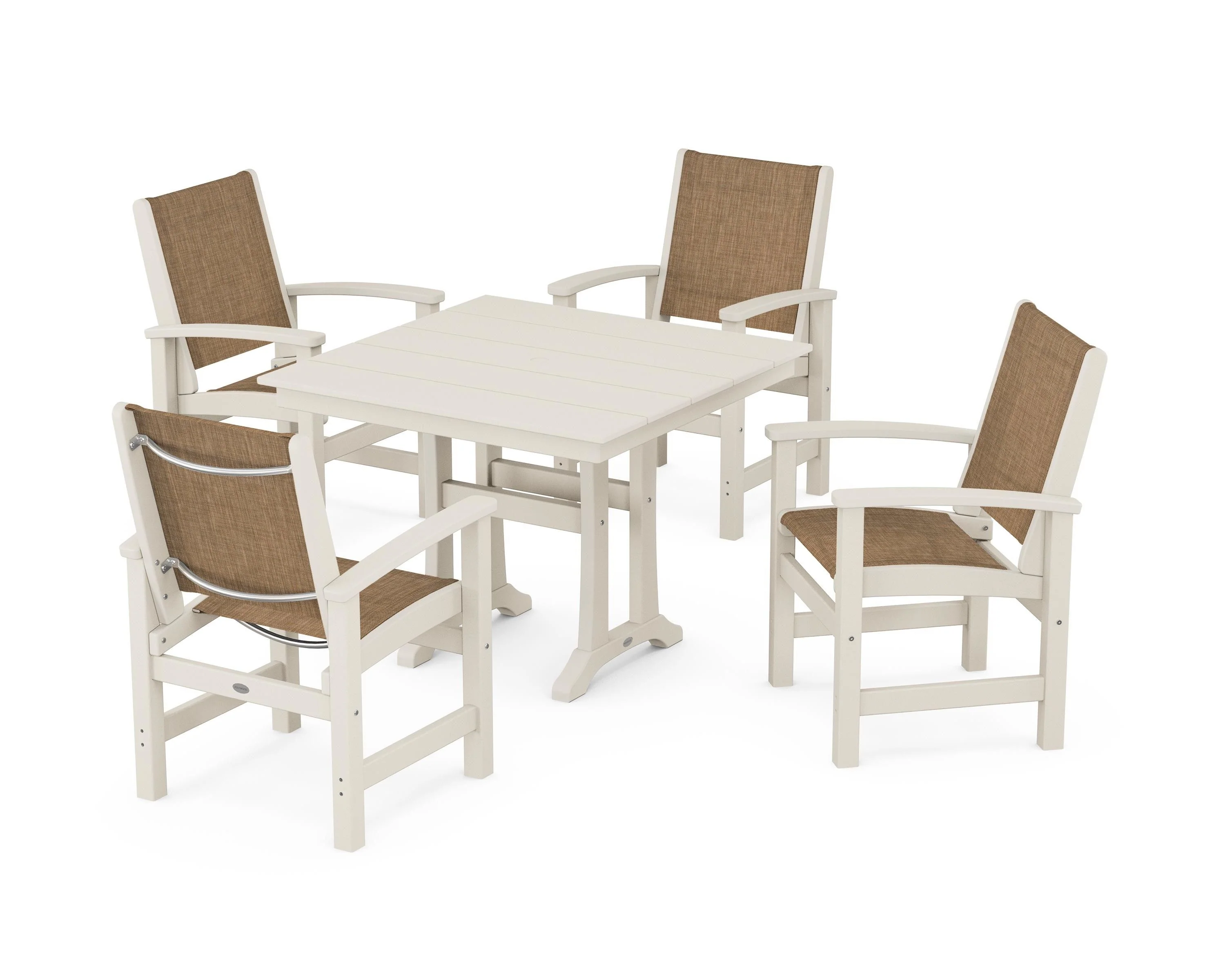 Coastal 5-Piece Farmhouse Dining Set With Trestle Legs - Image 10