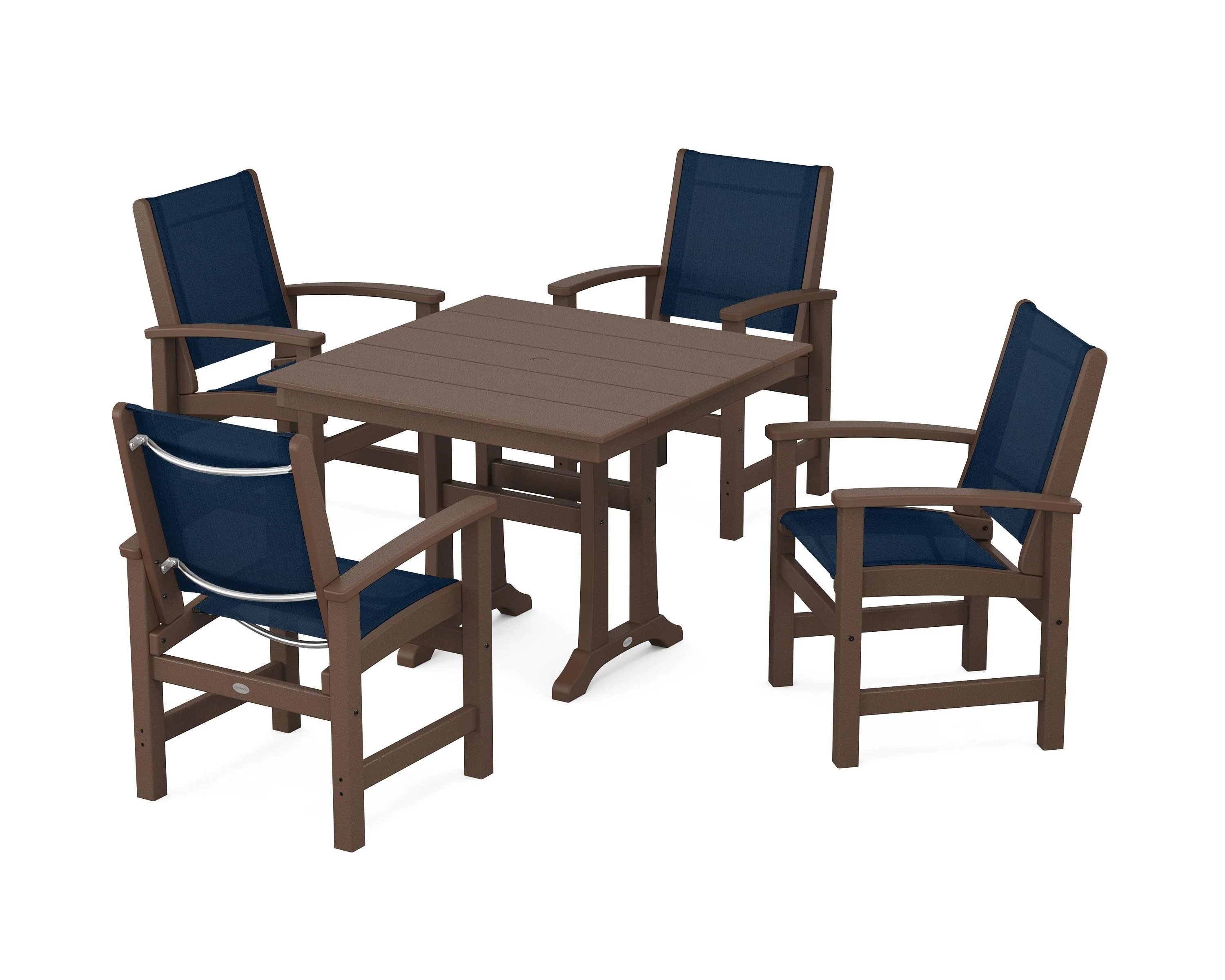 Coastal 5-Piece Farmhouse Dining Set With Trestle Legs - Image 101