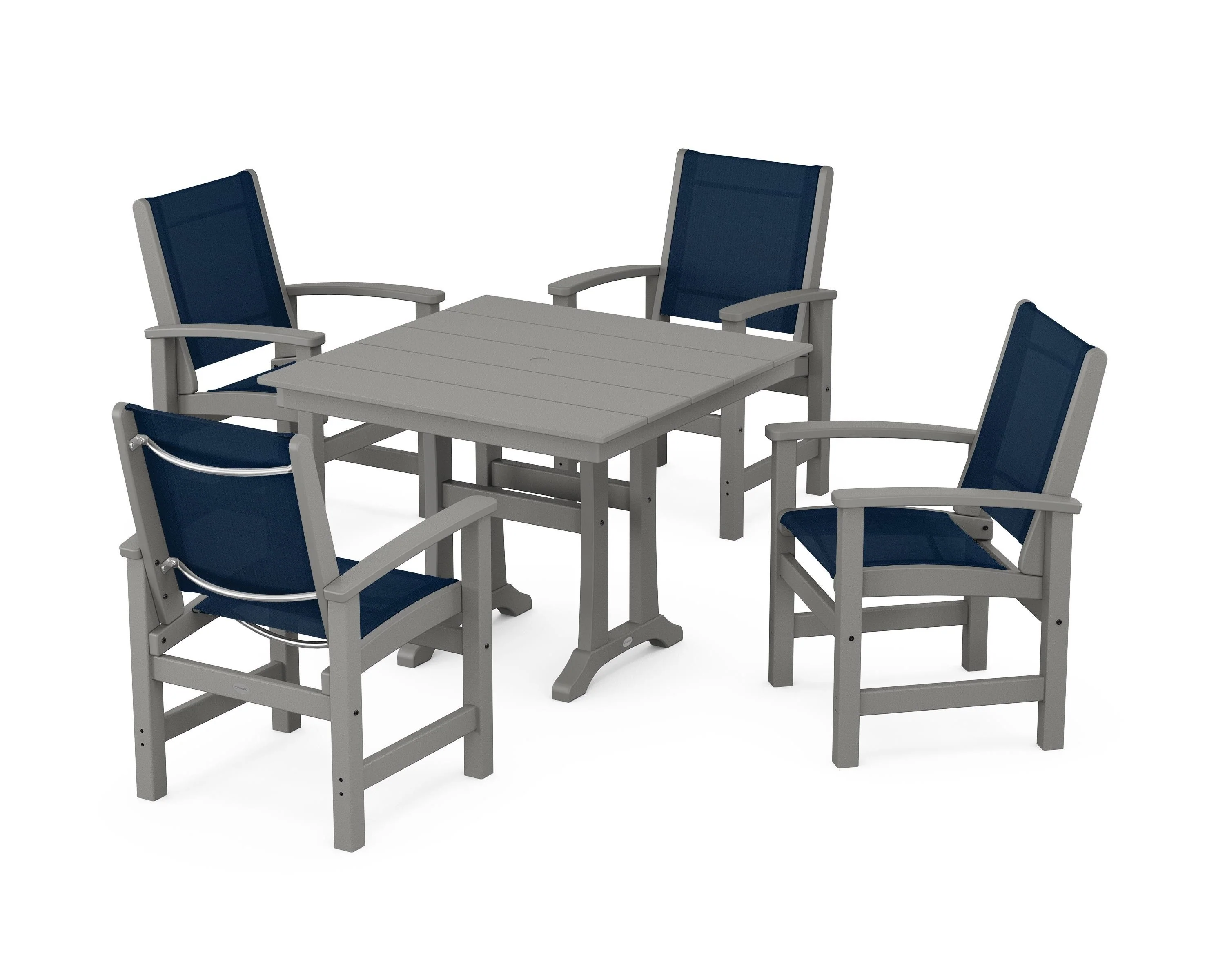 Coastal 5-Piece Farmhouse Dining Set With Trestle Legs - Image 102
