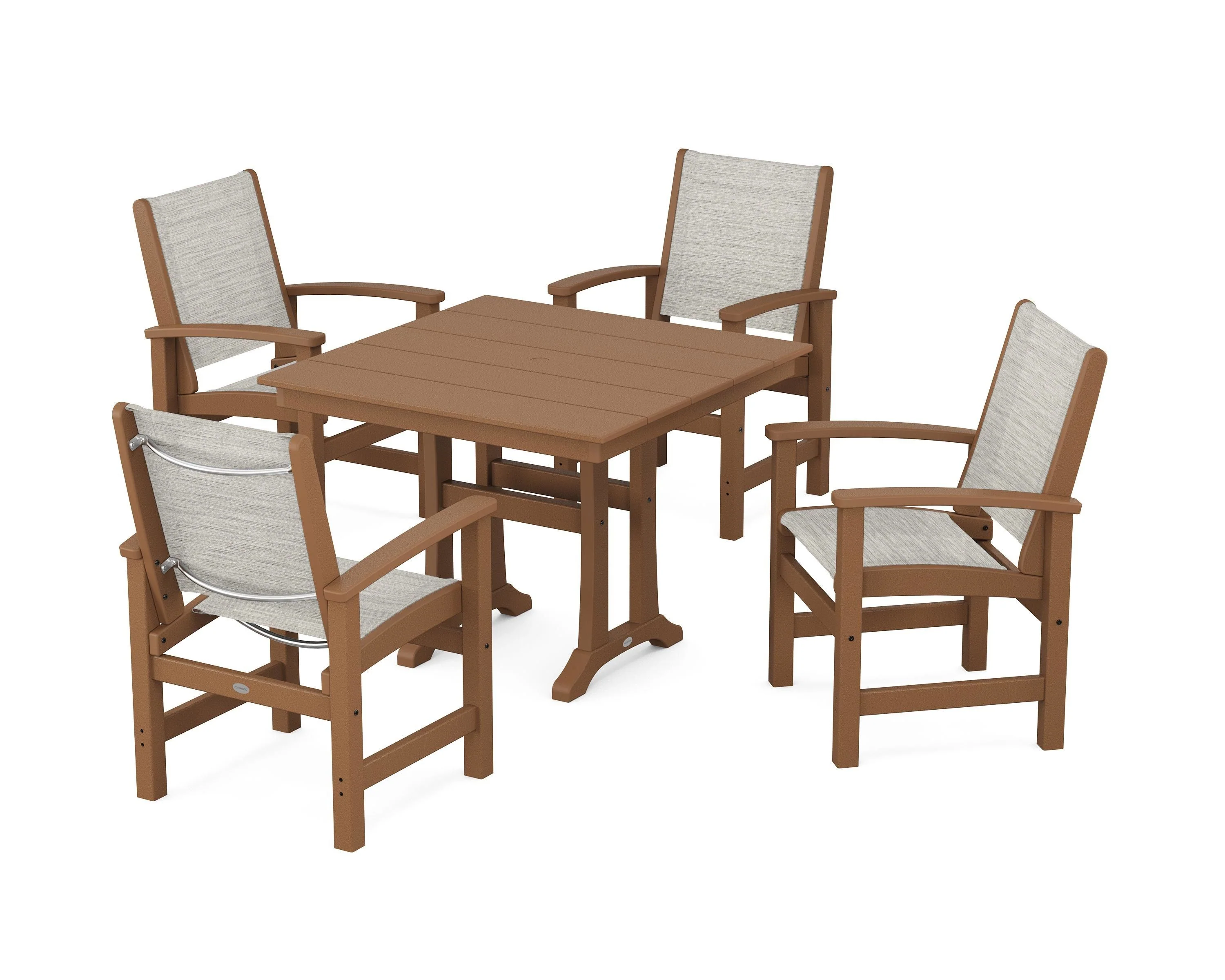 Coastal 5-Piece Farmhouse Dining Set With Trestle Legs - Image 103