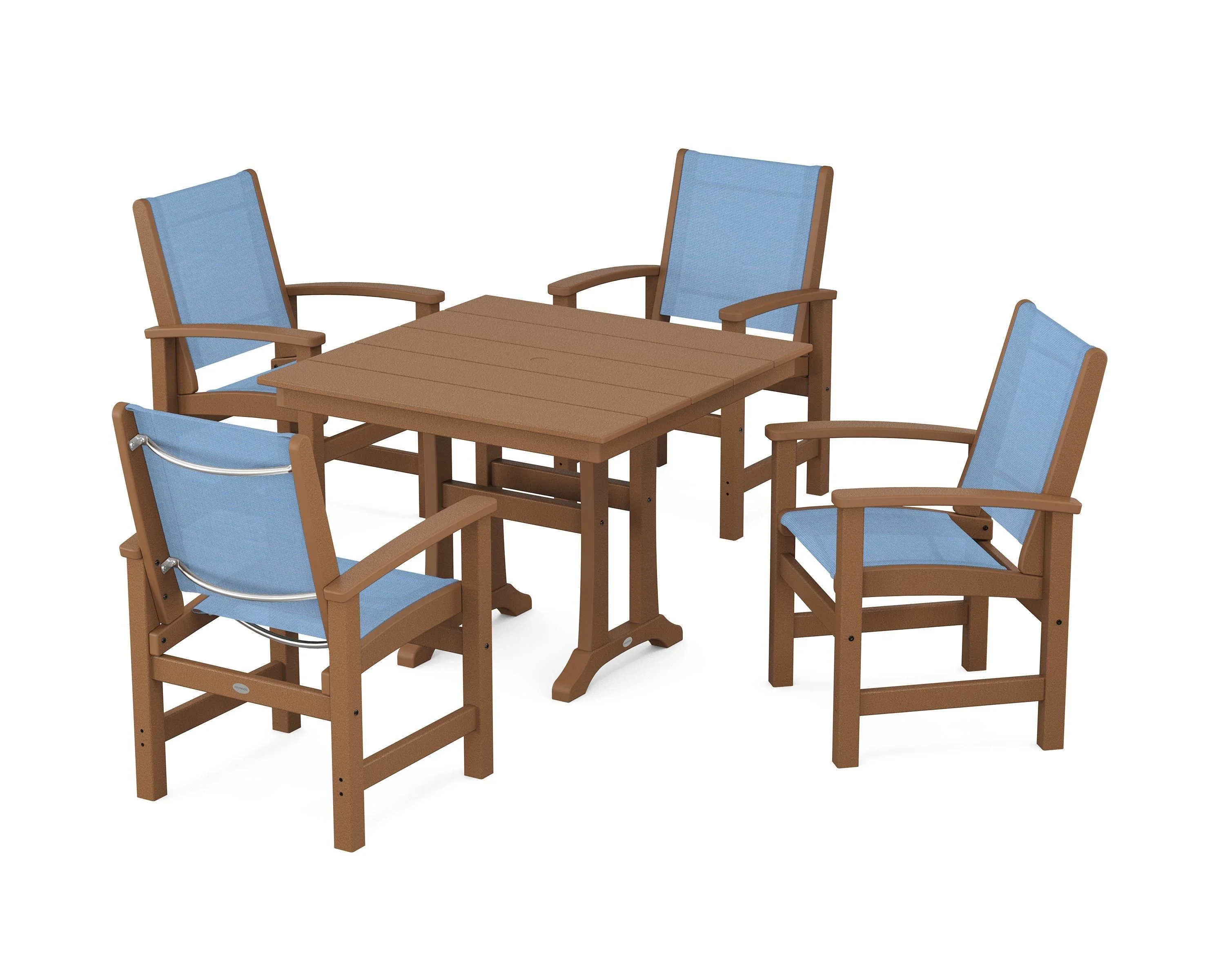 Coastal 5-Piece Farmhouse Dining Set With Trestle Legs - Image 104