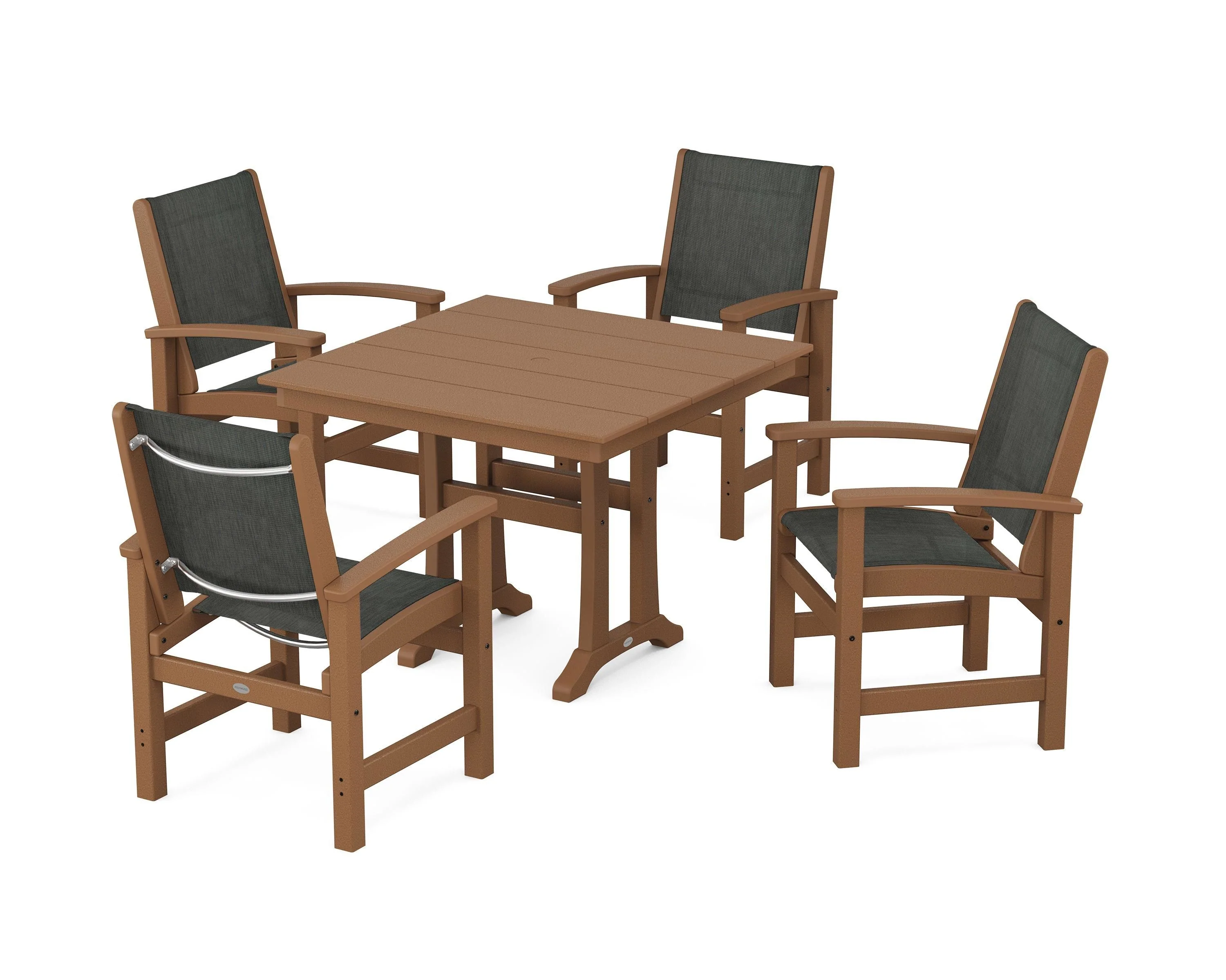 Coastal 5-Piece Farmhouse Dining Set With Trestle Legs - Image 105