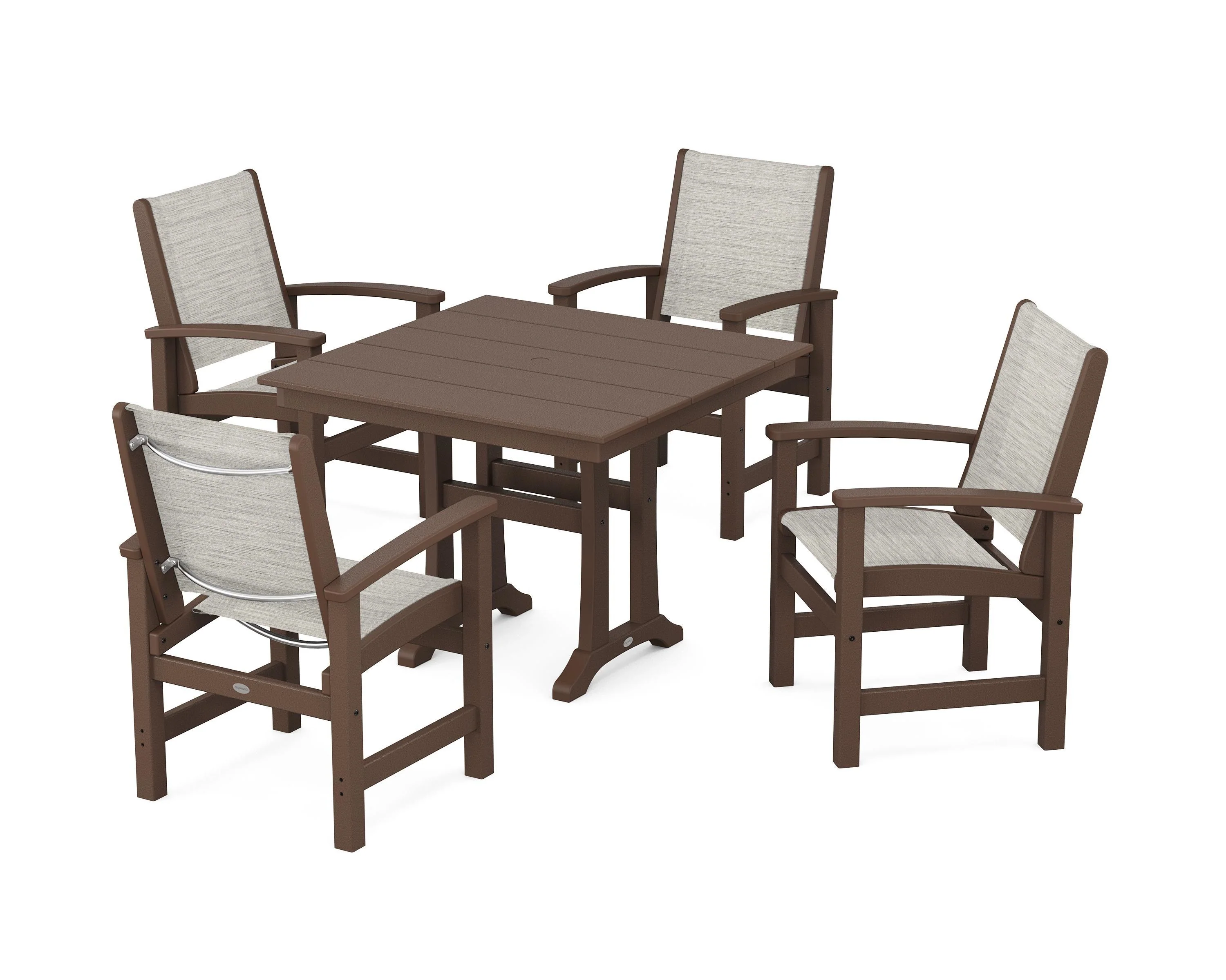 Coastal 5-Piece Farmhouse Dining Set With Trestle Legs - Image 106