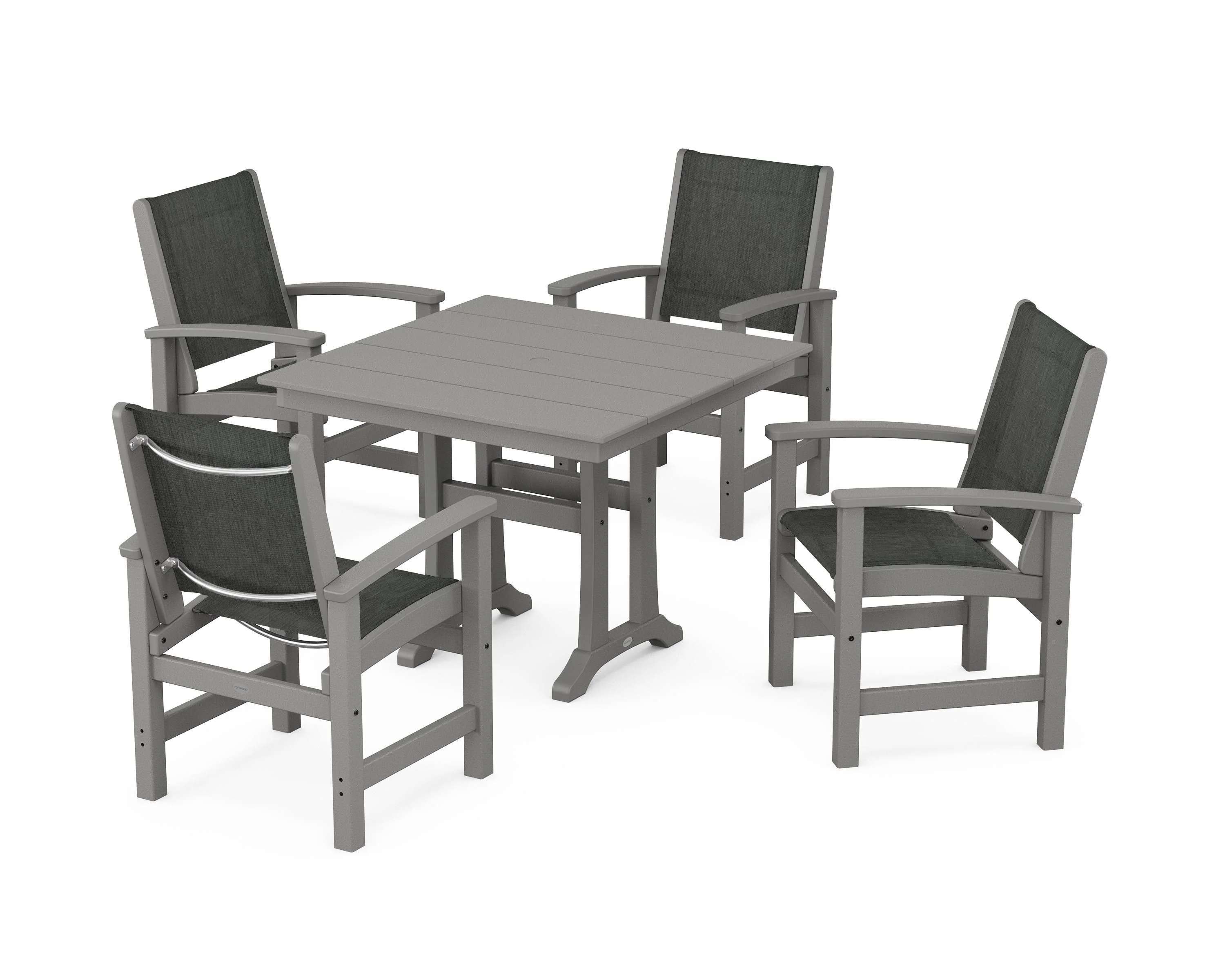 Coastal 5-Piece Farmhouse Dining Set With Trestle Legs - Image 107