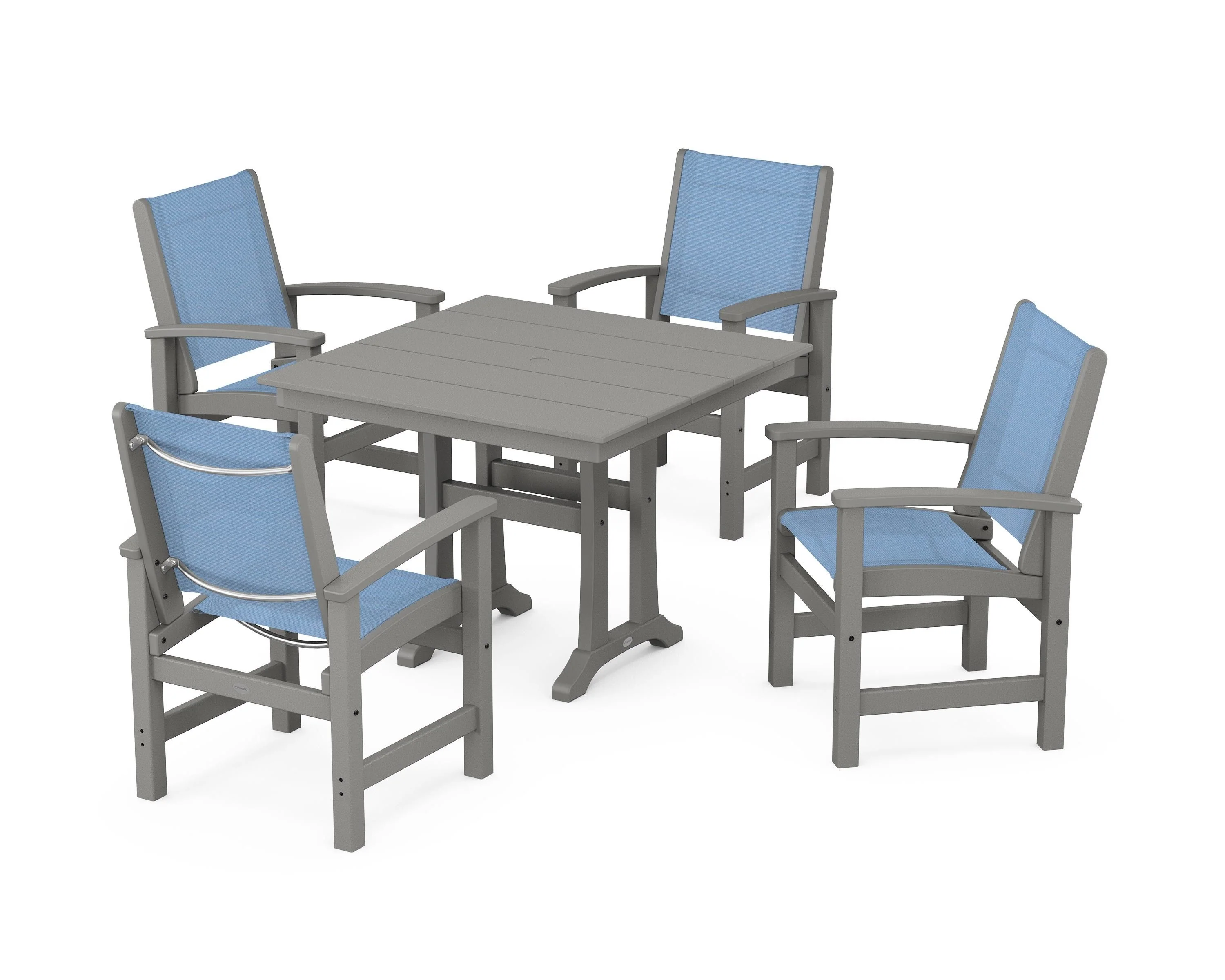 Coastal 5-Piece Farmhouse Dining Set With Trestle Legs - Image 109