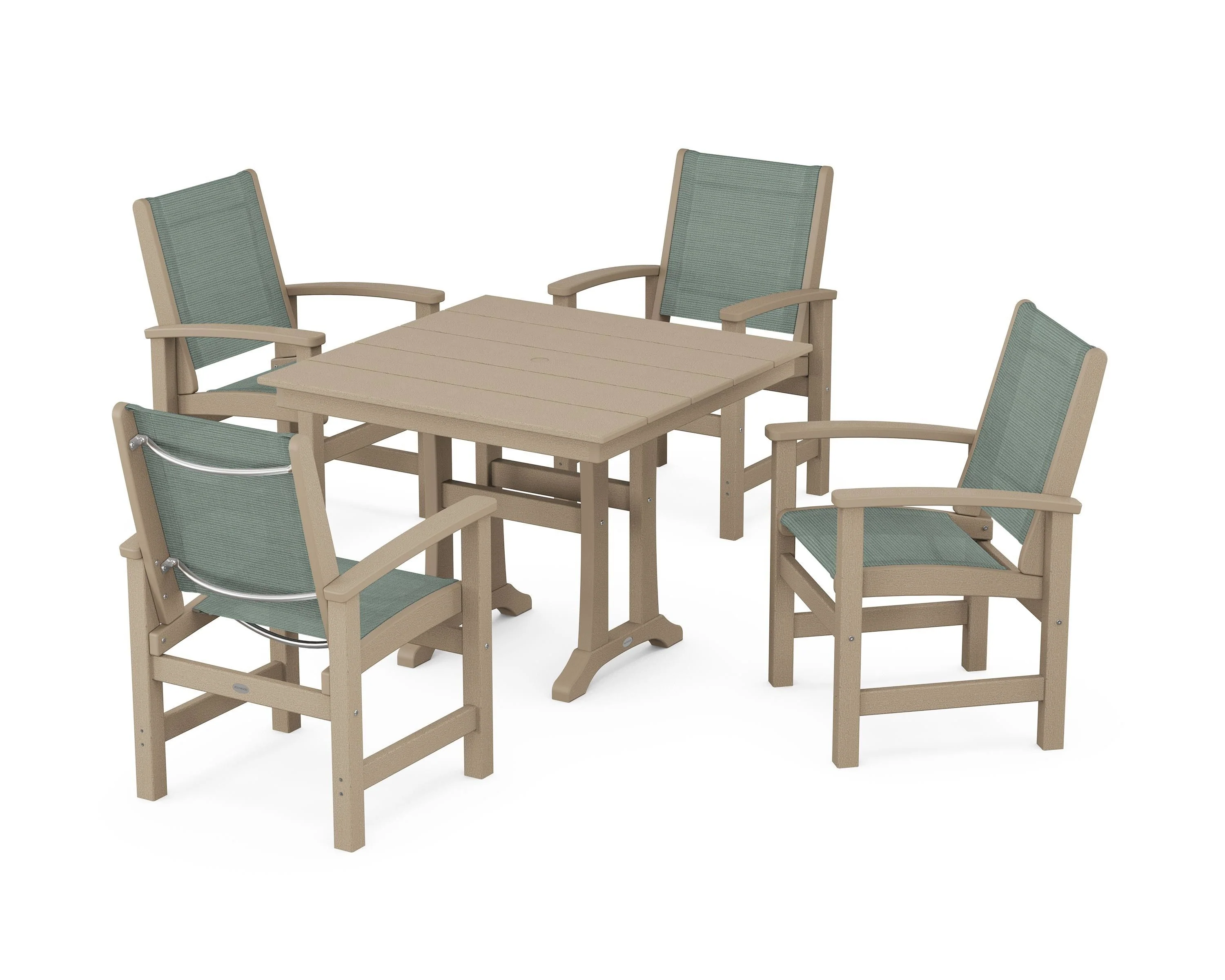 Coastal 5-Piece Farmhouse Dining Set With Trestle Legs - Image 11