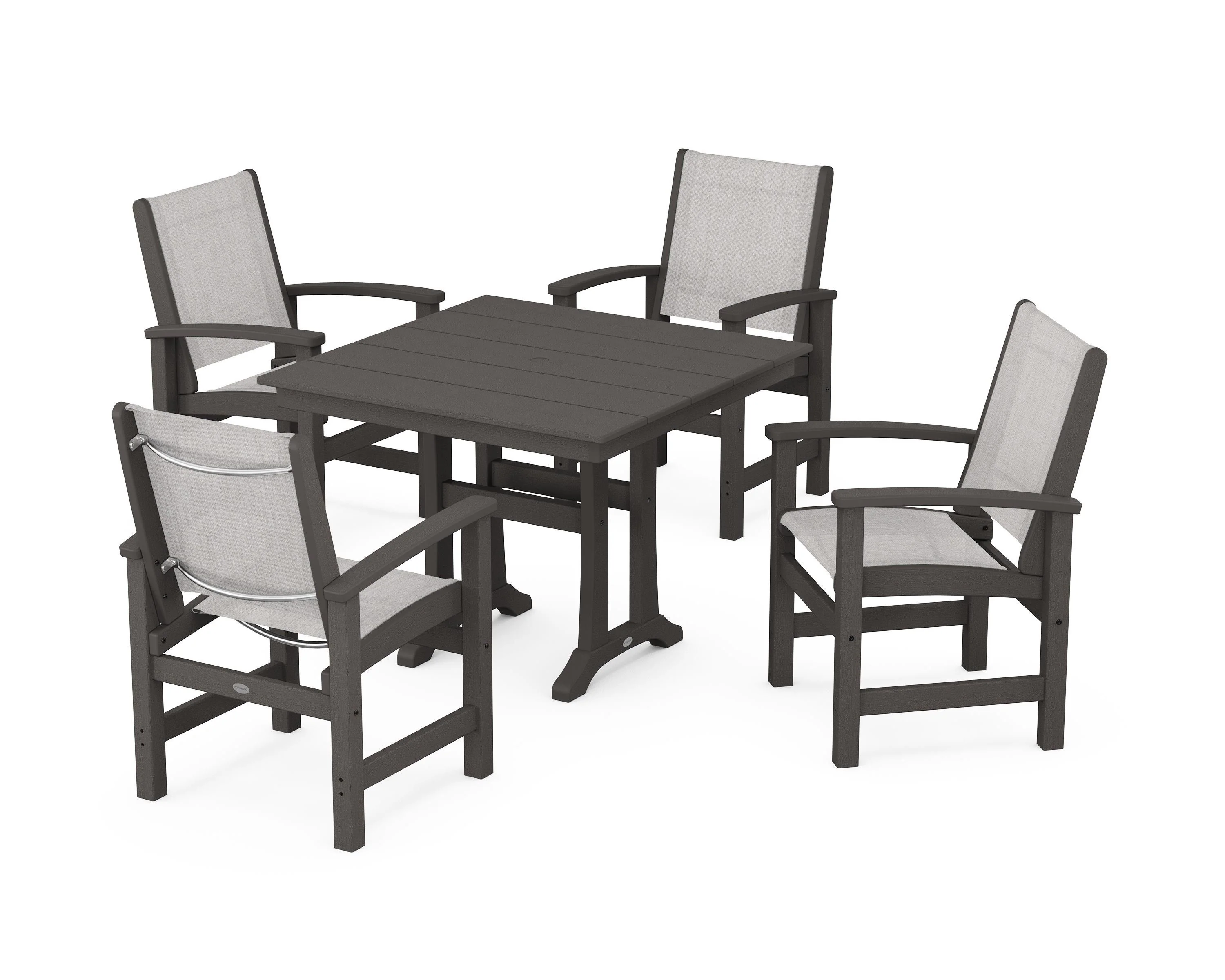 Coastal 5-Piece Farmhouse Dining Set With Trestle Legs - Image 110