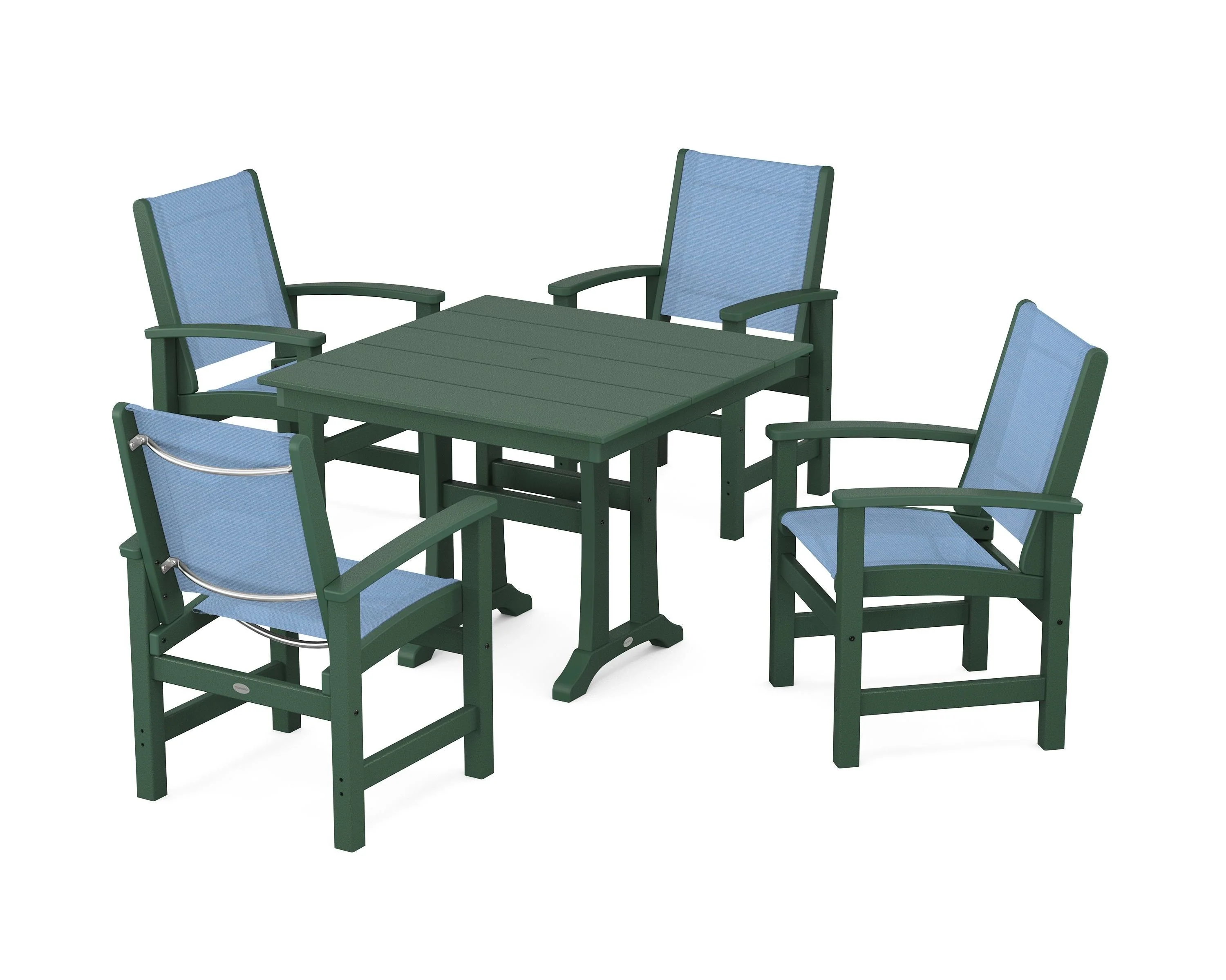 Coastal 5-Piece Farmhouse Dining Set With Trestle Legs - Image 111