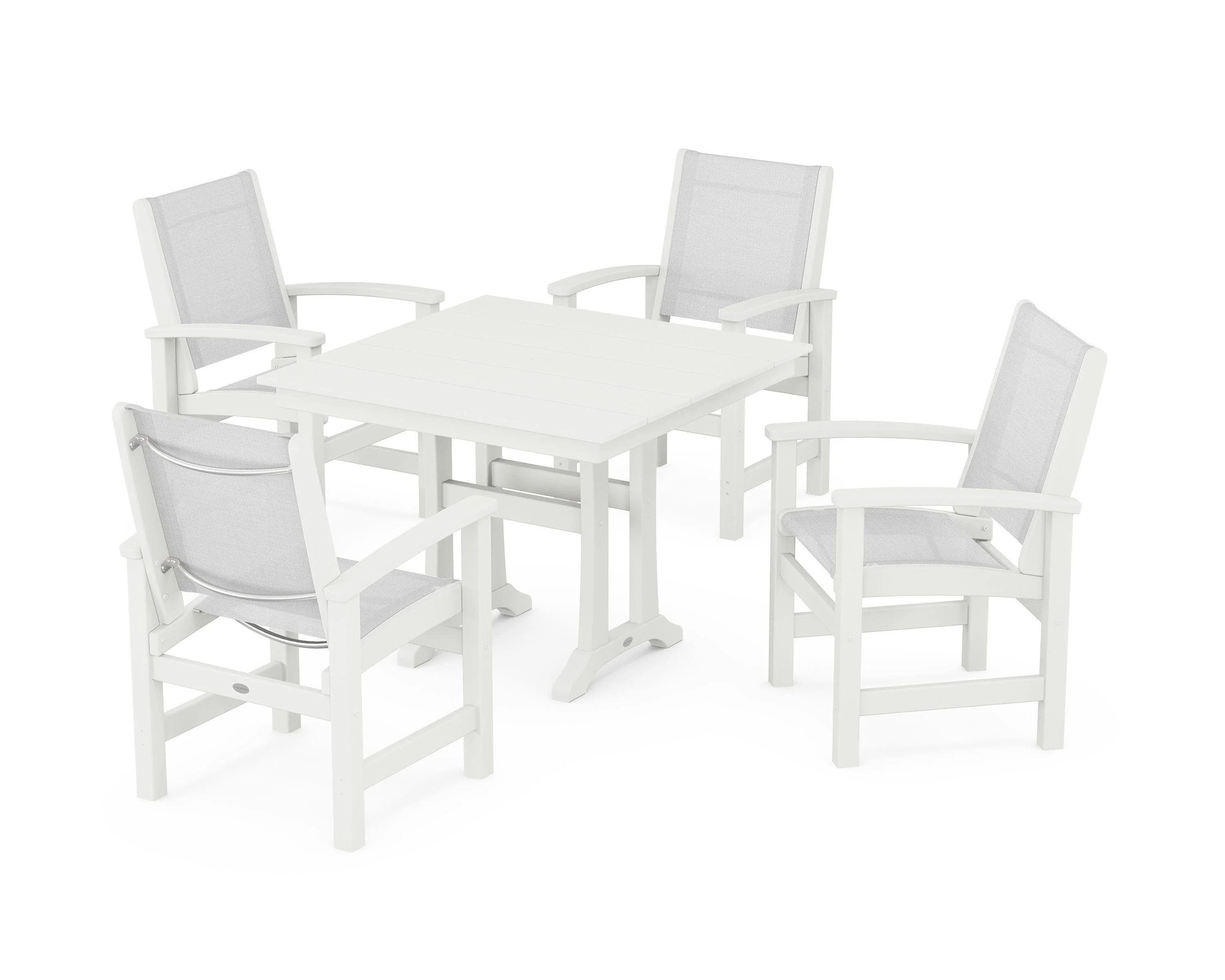 Coastal 5-Piece Farmhouse Dining Set With Trestle Legs - Image 113