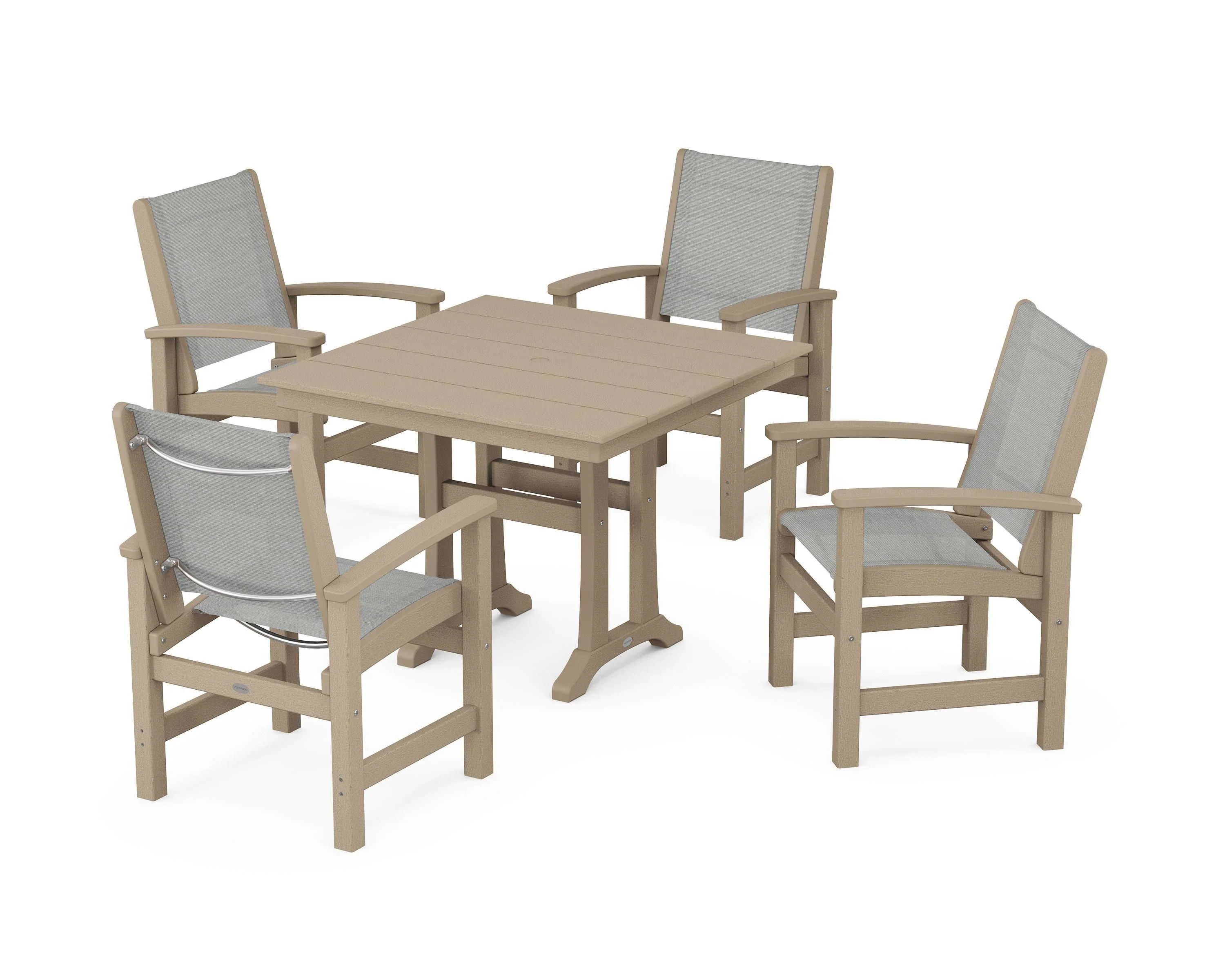 Coastal 5-Piece Farmhouse Dining Set With Trestle Legs - Image 114