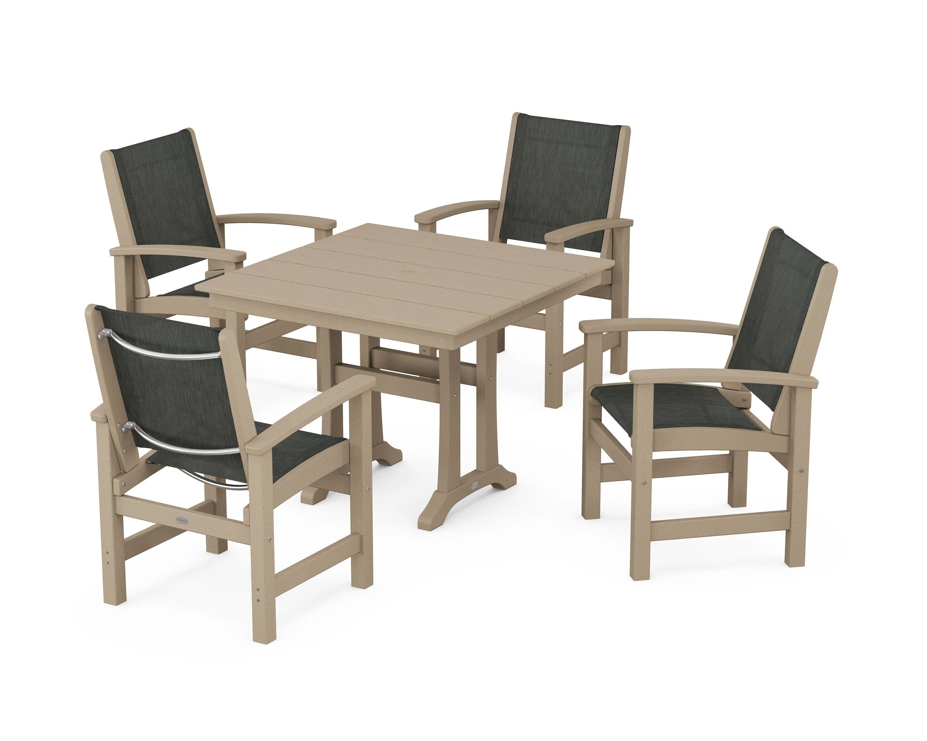 Coastal 5-Piece Farmhouse Dining Set With Trestle Legs - Image 115