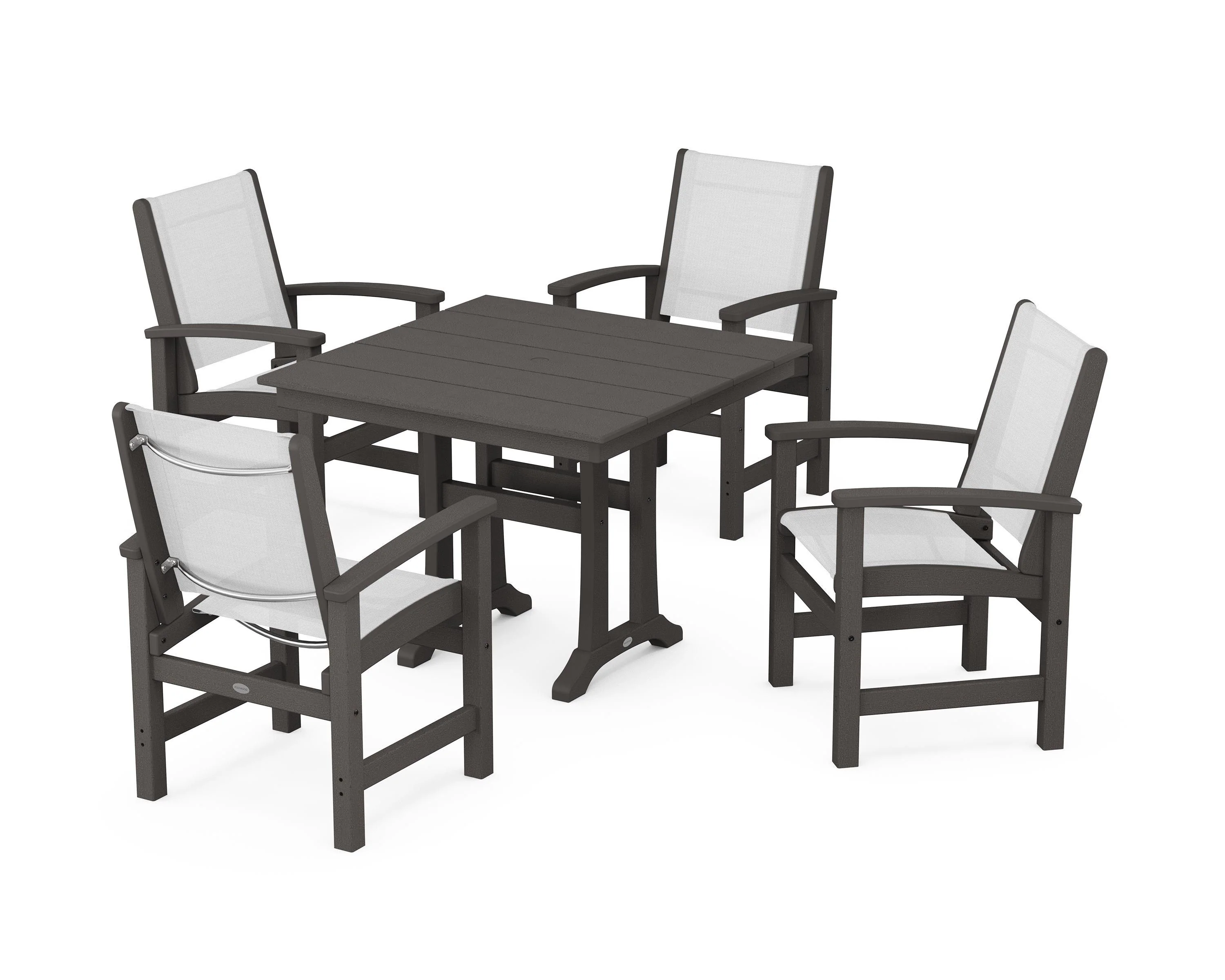Coastal 5-Piece Farmhouse Dining Set With Trestle Legs - Image 117