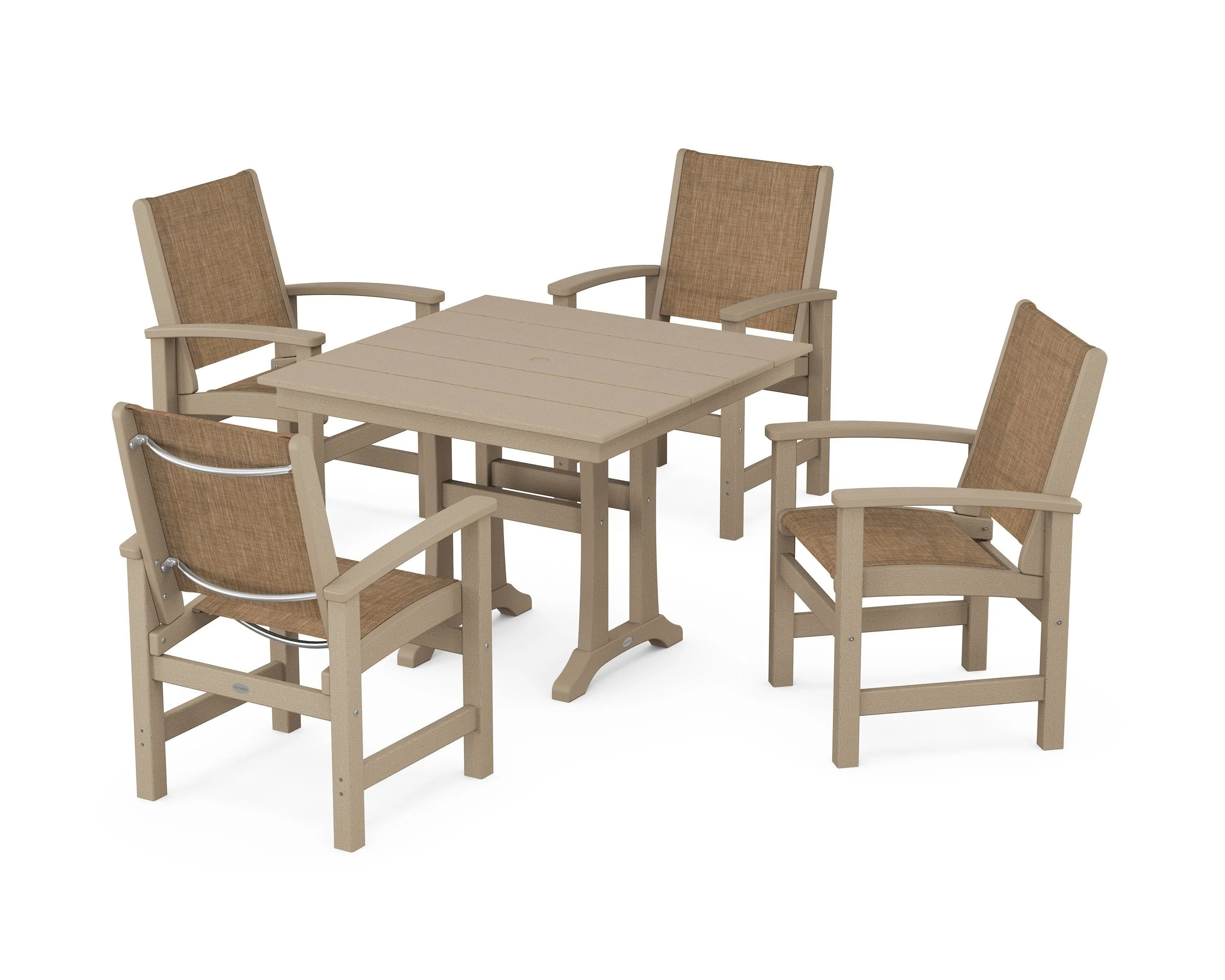 Coastal 5-Piece Farmhouse Dining Set With Trestle Legs - Image 118