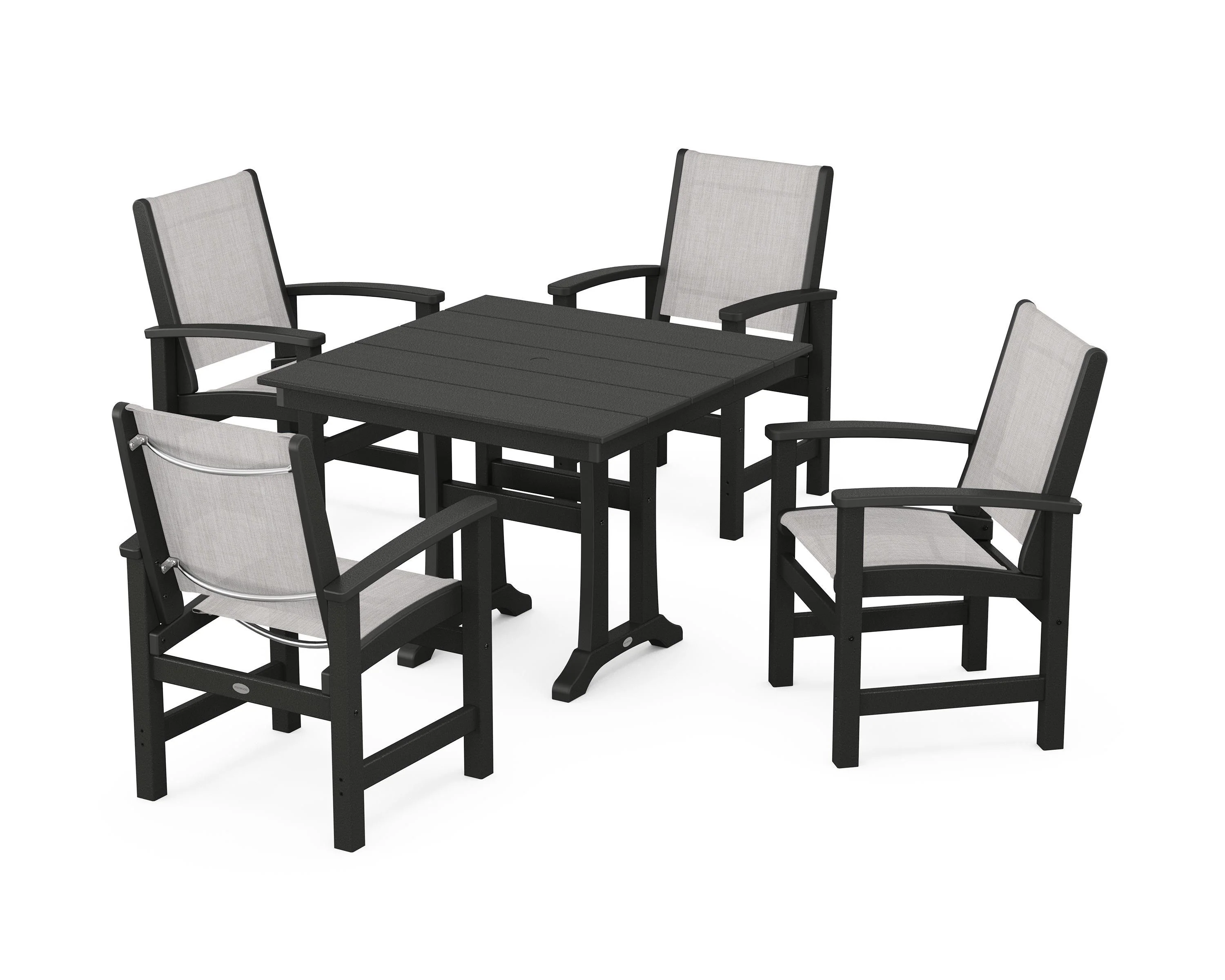 Coastal 5-Piece Farmhouse Dining Set With Trestle Legs - Image 12