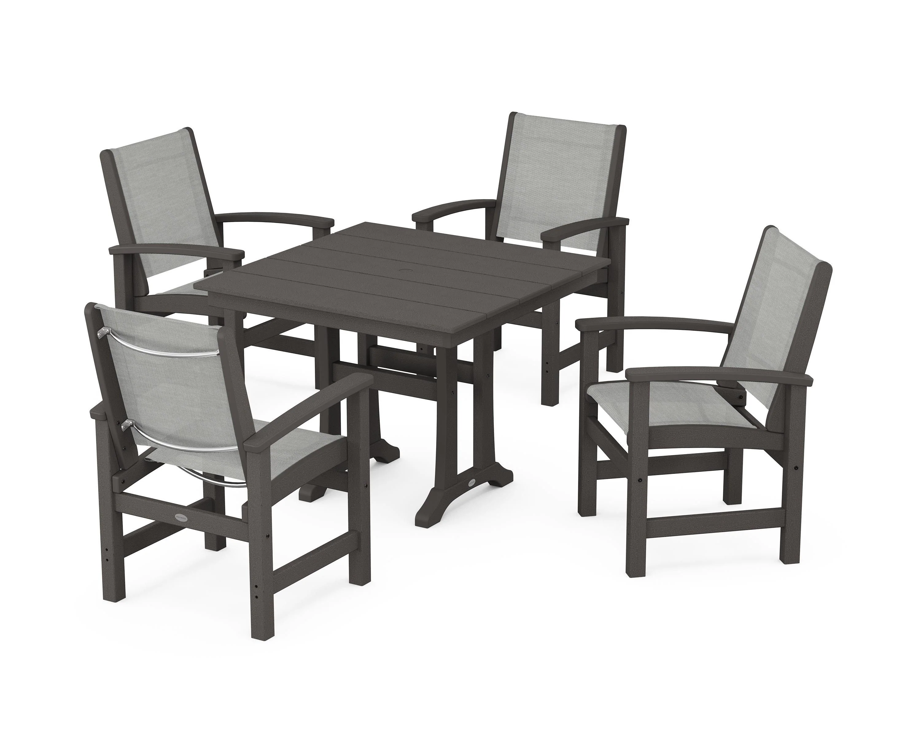 Coastal 5-Piece Farmhouse Dining Set With Trestle Legs - Image 120