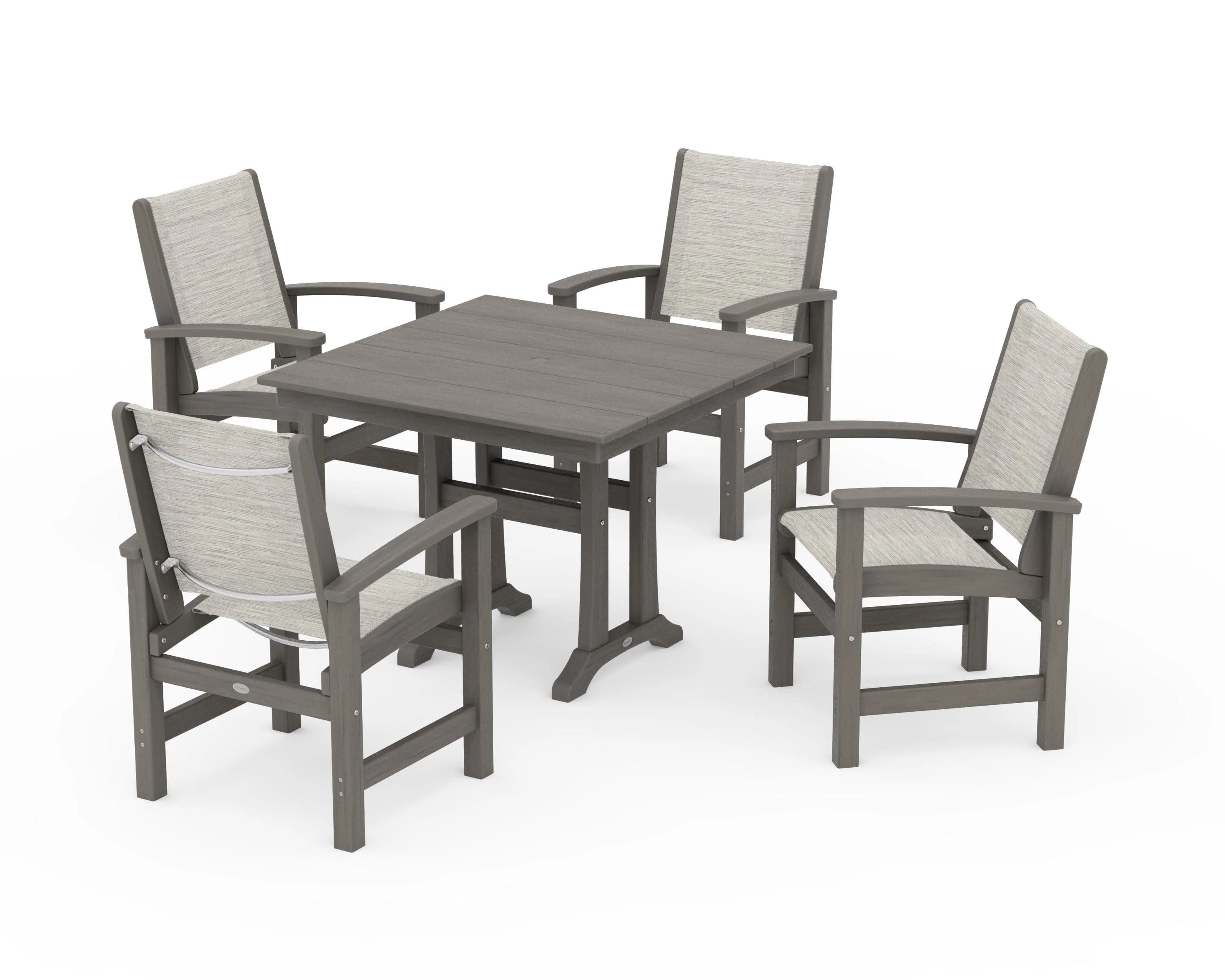 Coastal 5-Piece Farmhouse Dining Set With Trestle Legs - Image 124
