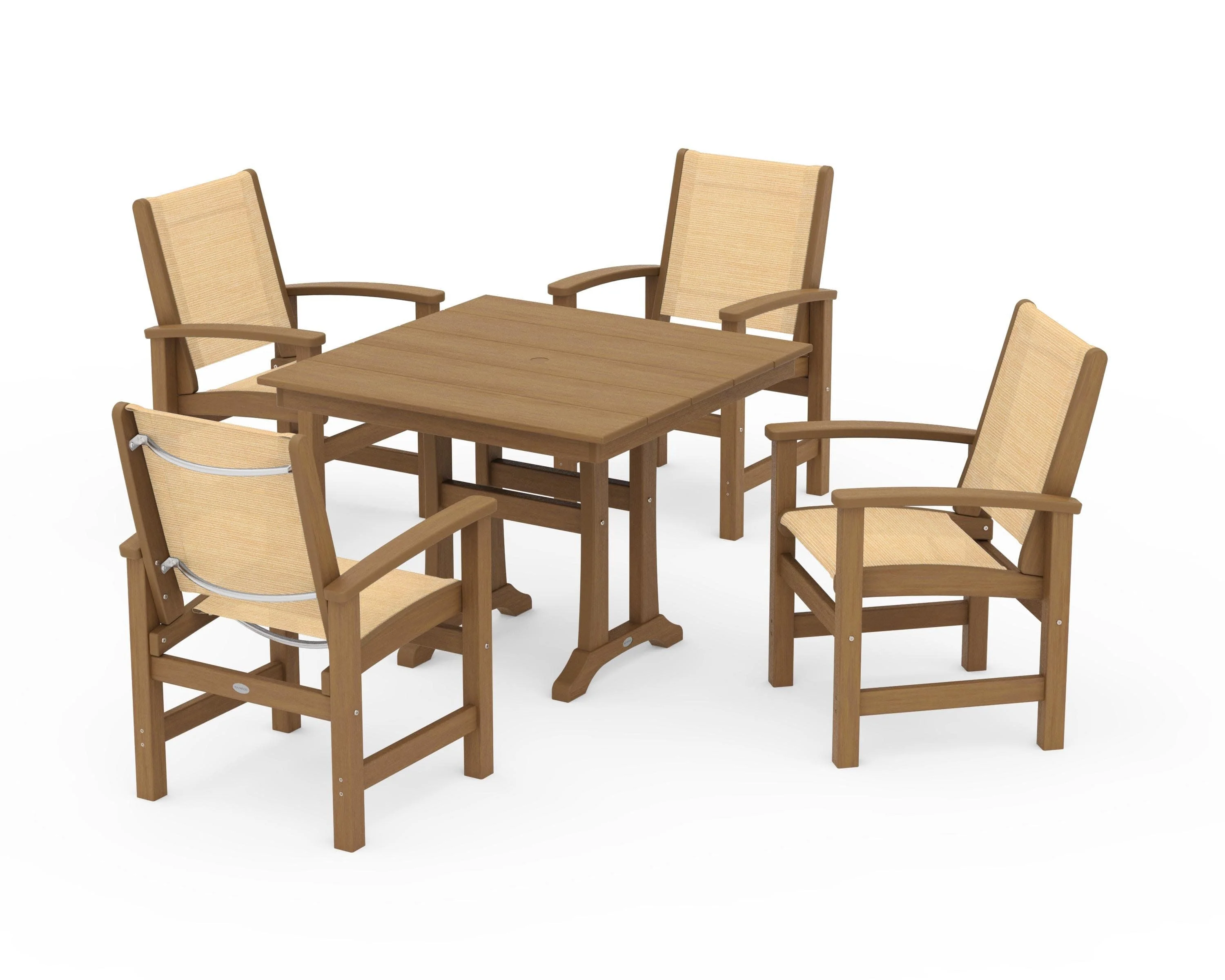 Coastal 5-Piece Farmhouse Dining Set With Trestle Legs - Image 126