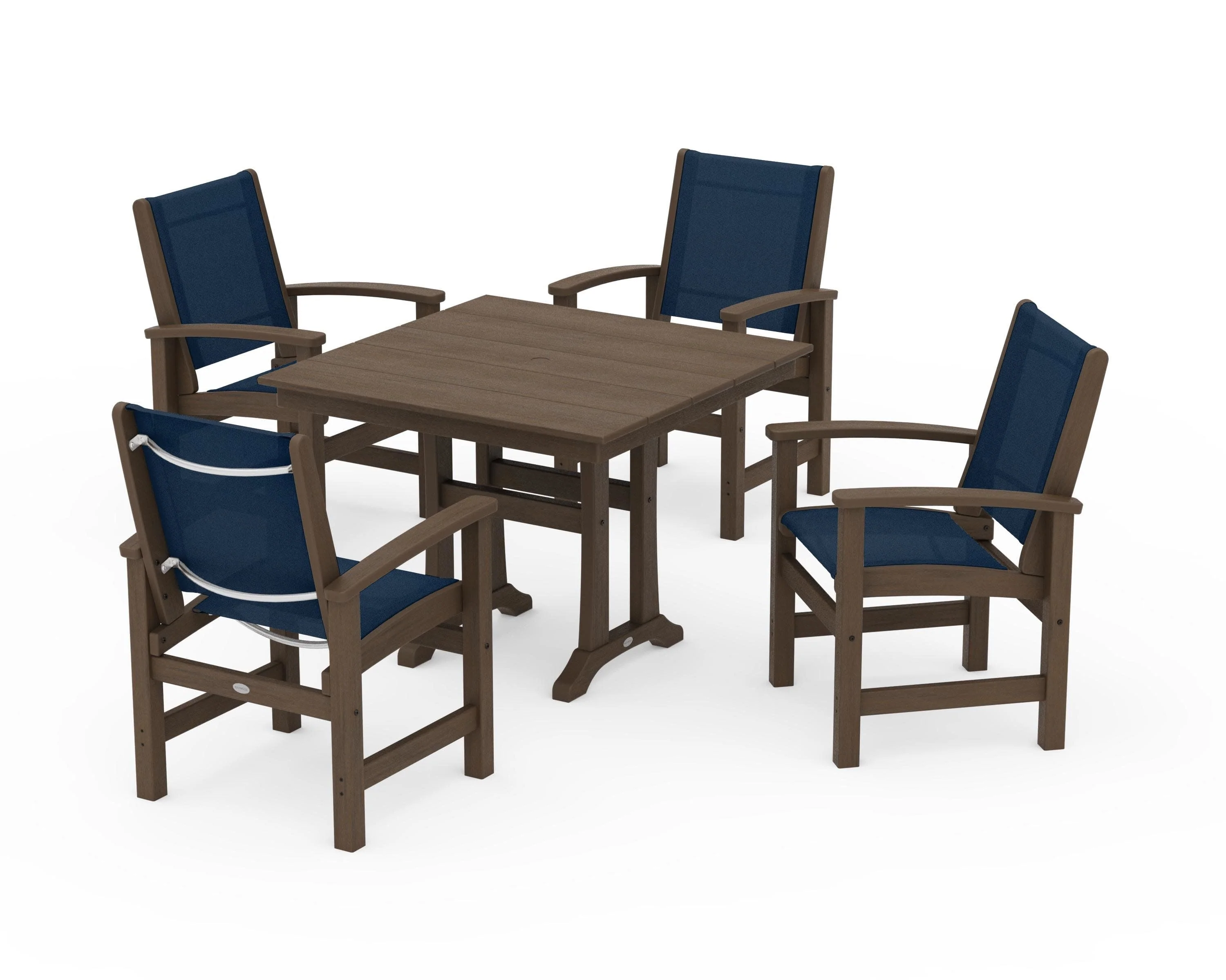 Coastal 5-Piece Farmhouse Dining Set With Trestle Legs - Image 127