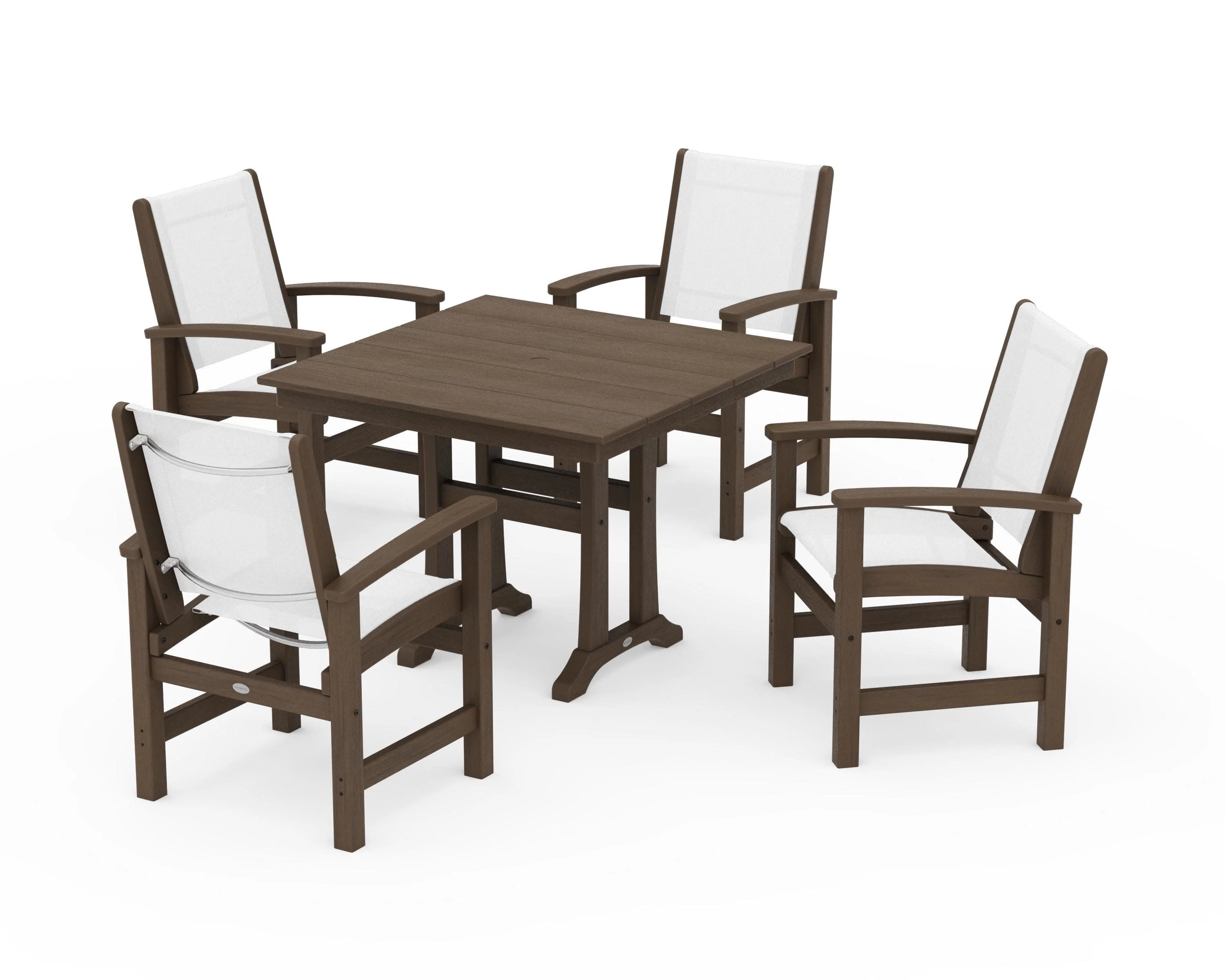 Coastal 5-Piece Farmhouse Dining Set With Trestle Legs - Image 128
