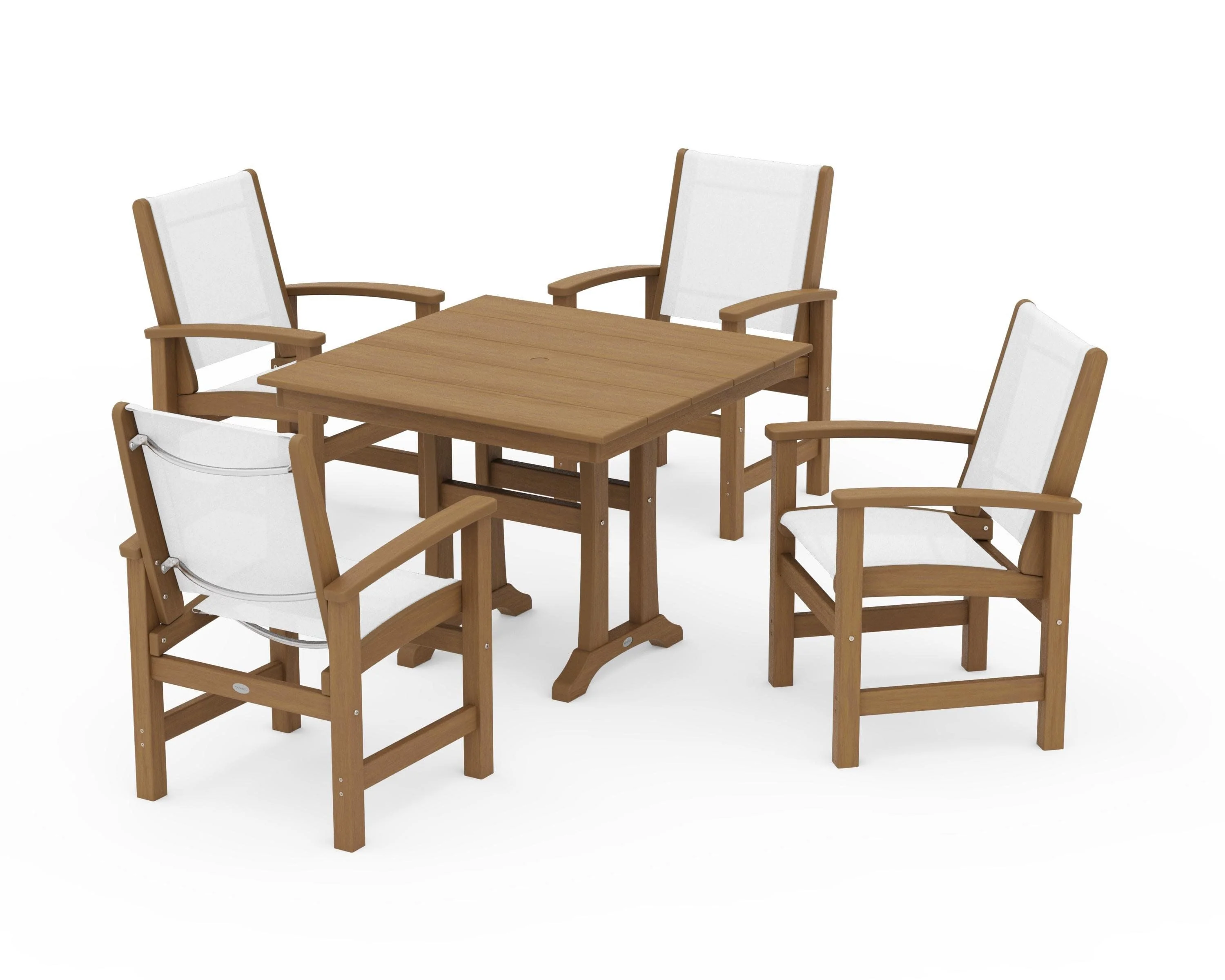 Coastal 5-Piece Farmhouse Dining Set With Trestle Legs - Image 129