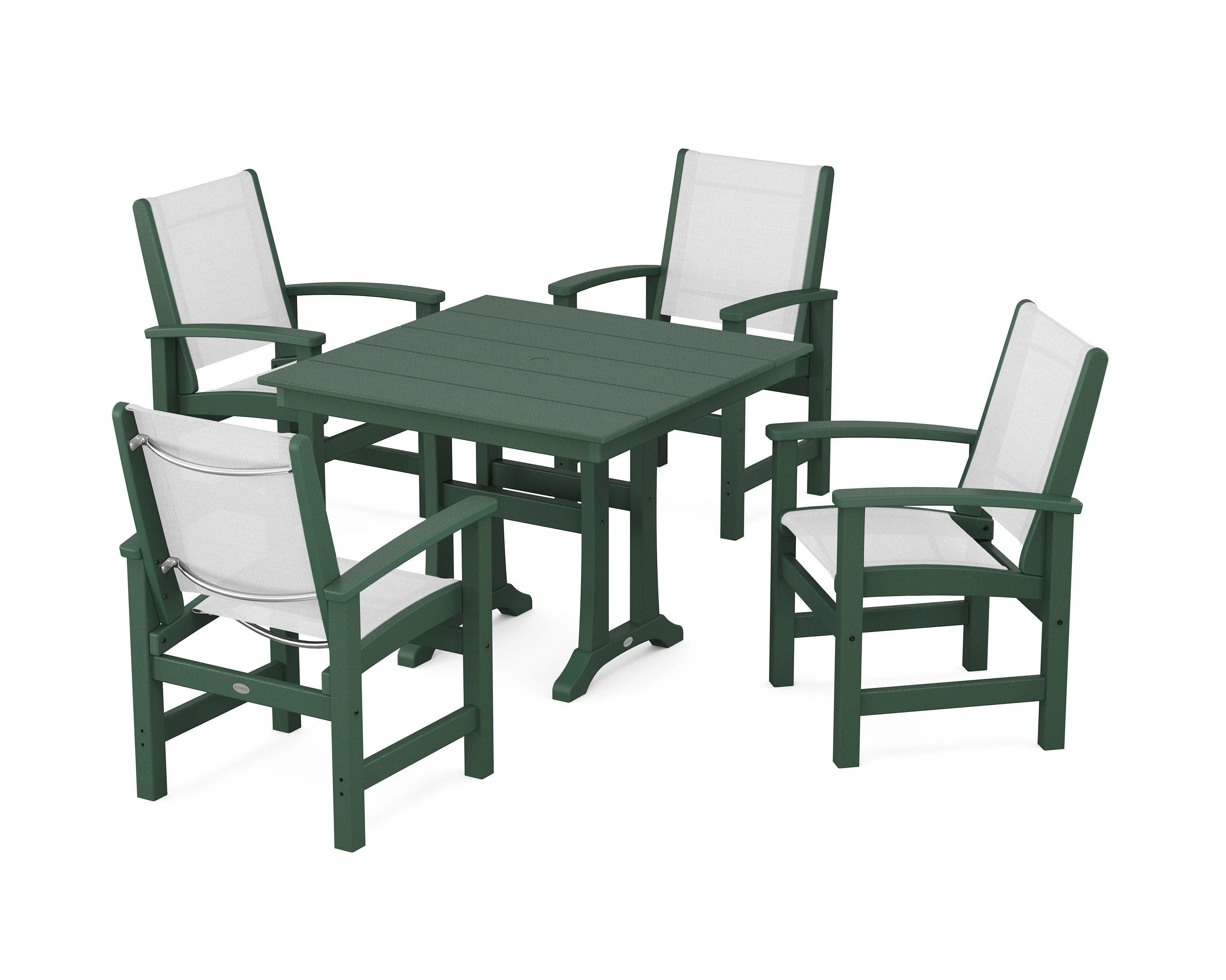 Coastal 5-Piece Farmhouse Dining Set With Trestle Legs - Image 13