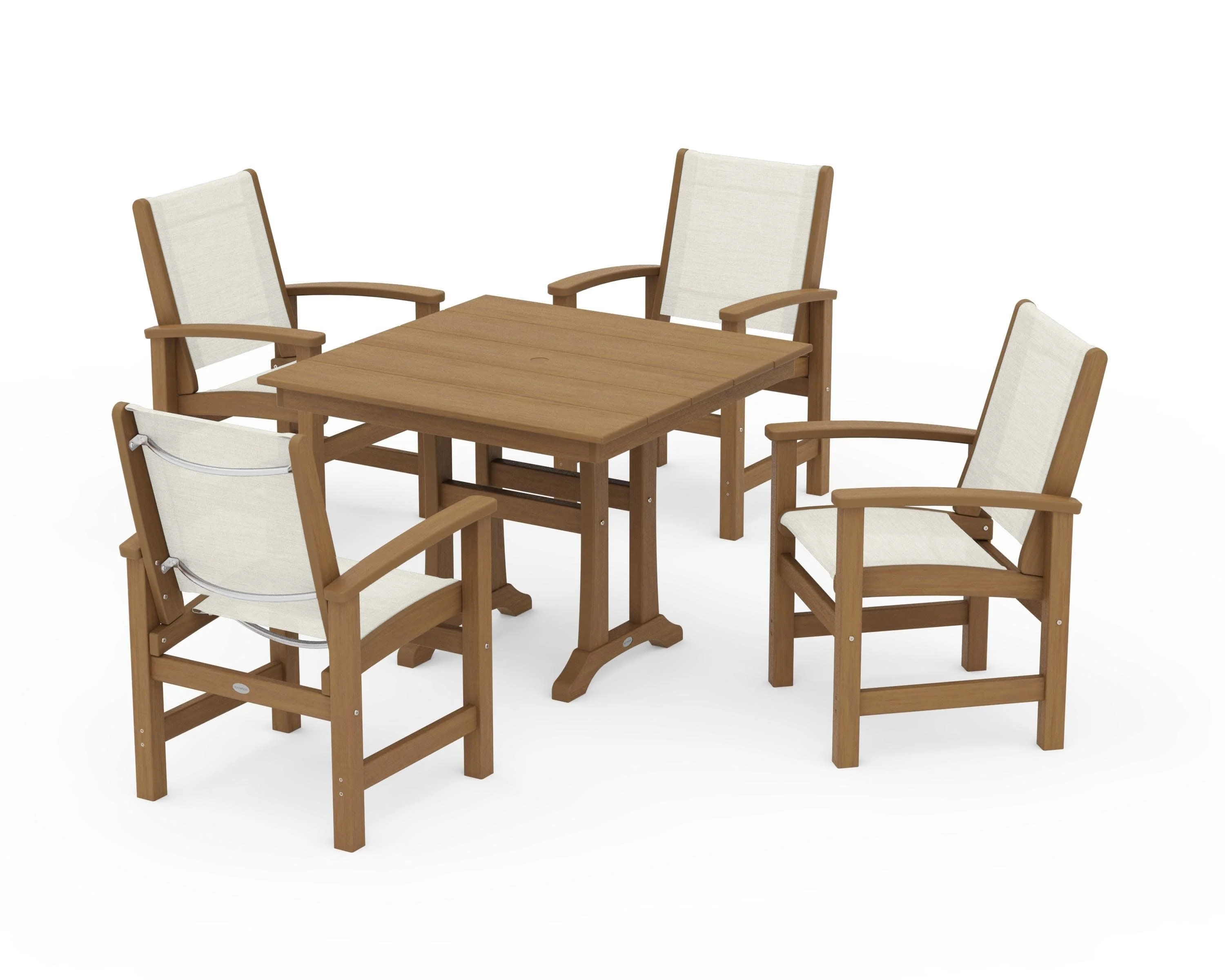 Coastal 5-Piece Farmhouse Dining Set With Trestle Legs - Image 130
