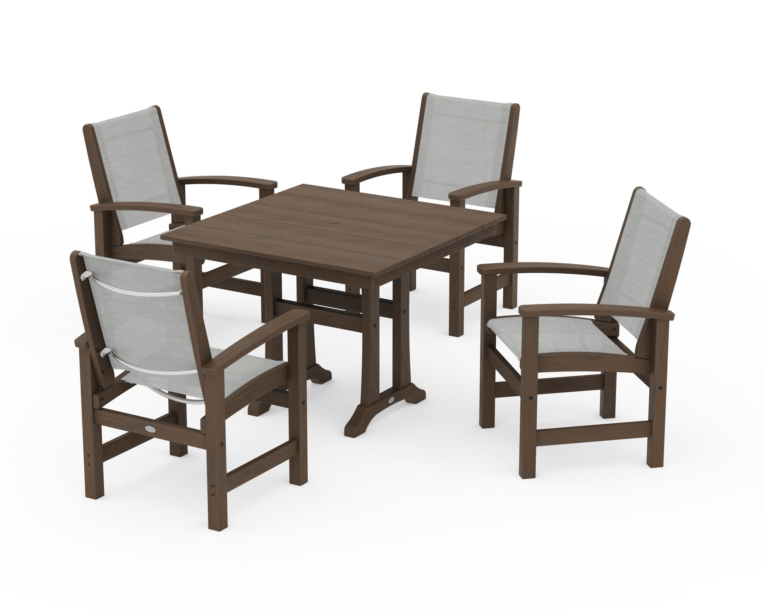 Coastal 5-Piece Farmhouse Dining Set With Trestle Legs - Image 131