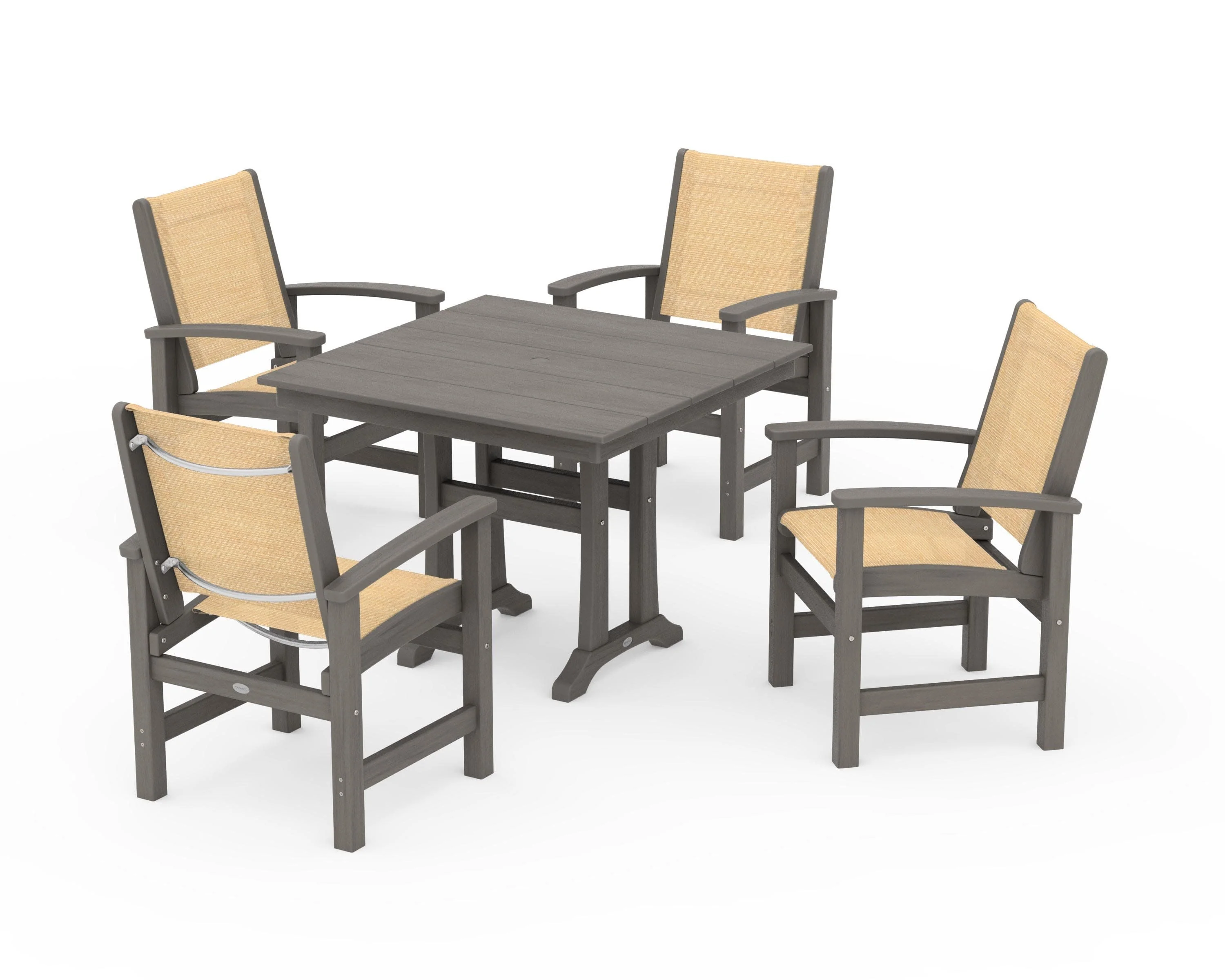 Coastal 5-Piece Farmhouse Dining Set With Trestle Legs - Image 135