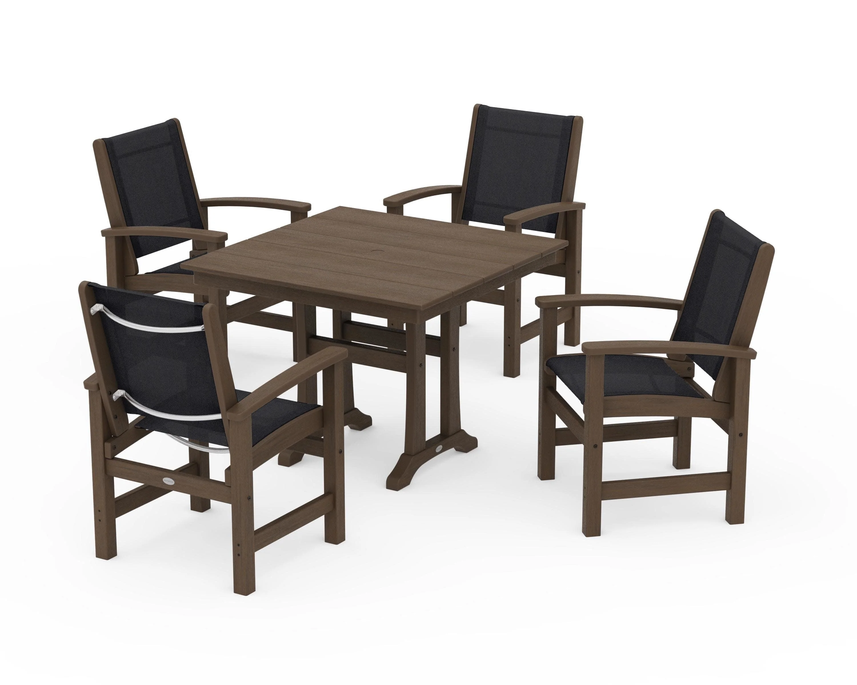Coastal 5-Piece Farmhouse Dining Set With Trestle Legs - Image 137