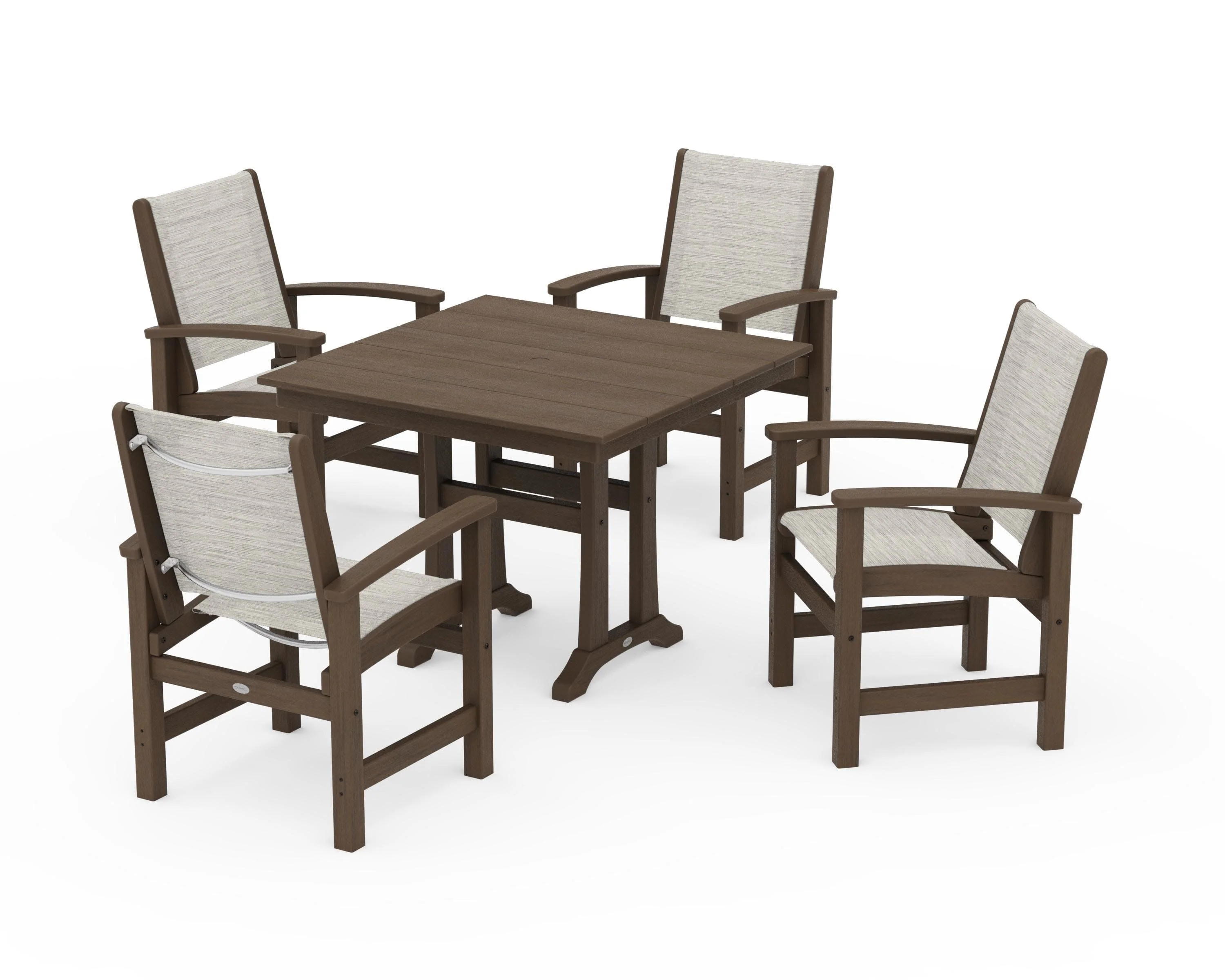 Coastal 5-Piece Farmhouse Dining Set With Trestle Legs - Image 138