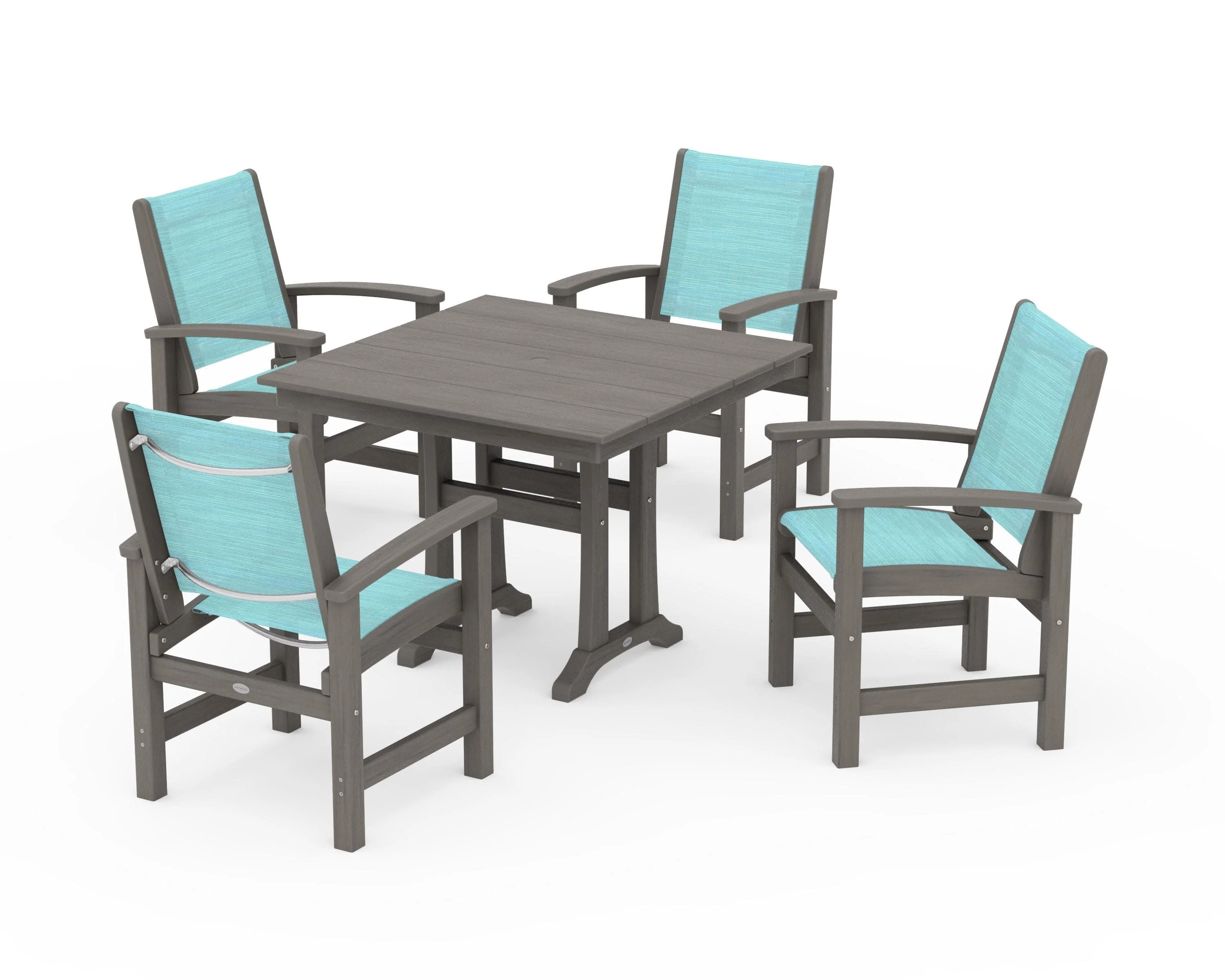 Coastal 5-Piece Farmhouse Dining Set With Trestle Legs - Image 140
