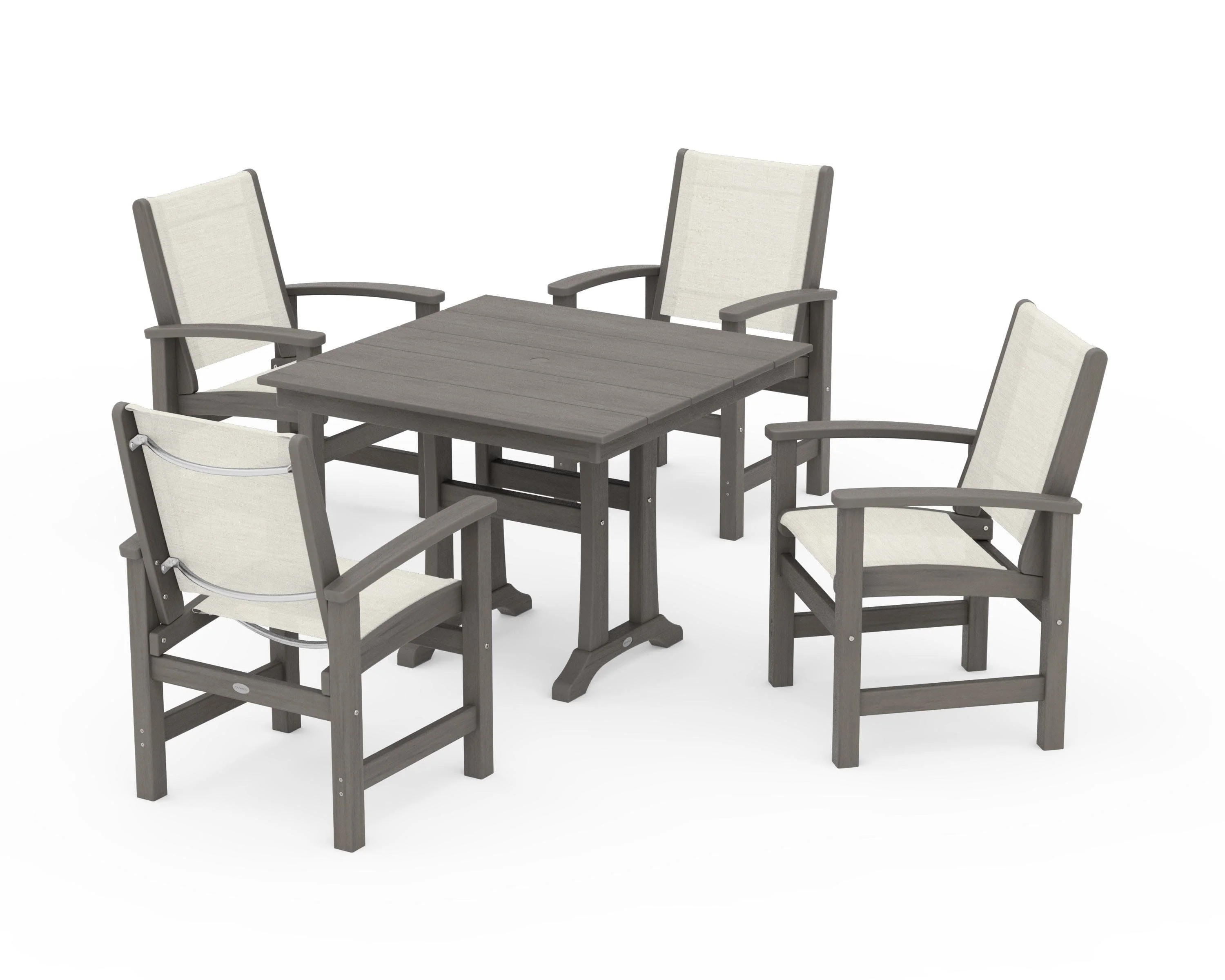 Coastal 5-Piece Farmhouse Dining Set With Trestle Legs - Image 141