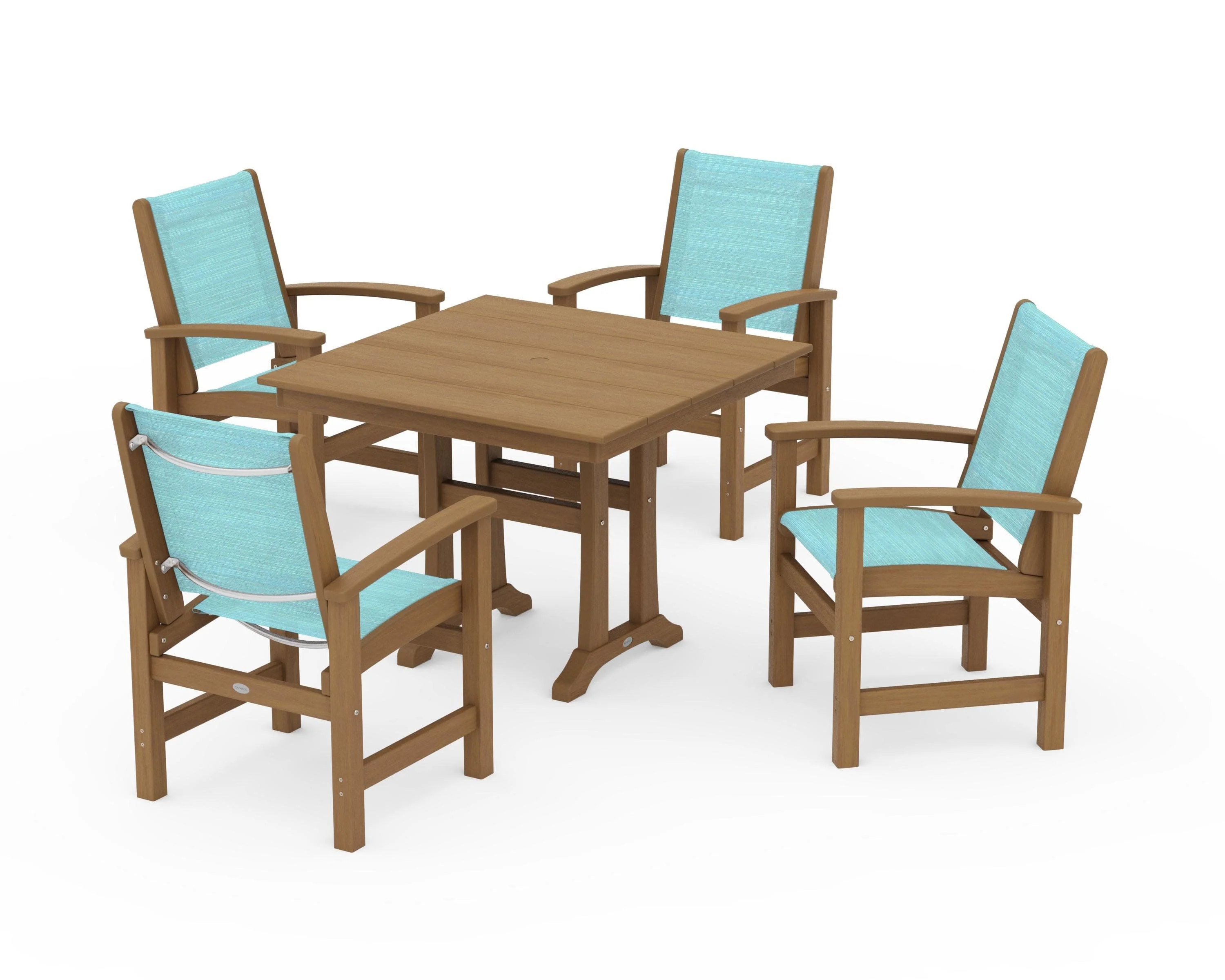 Coastal 5-Piece Farmhouse Dining Set With Trestle Legs - Image 142
