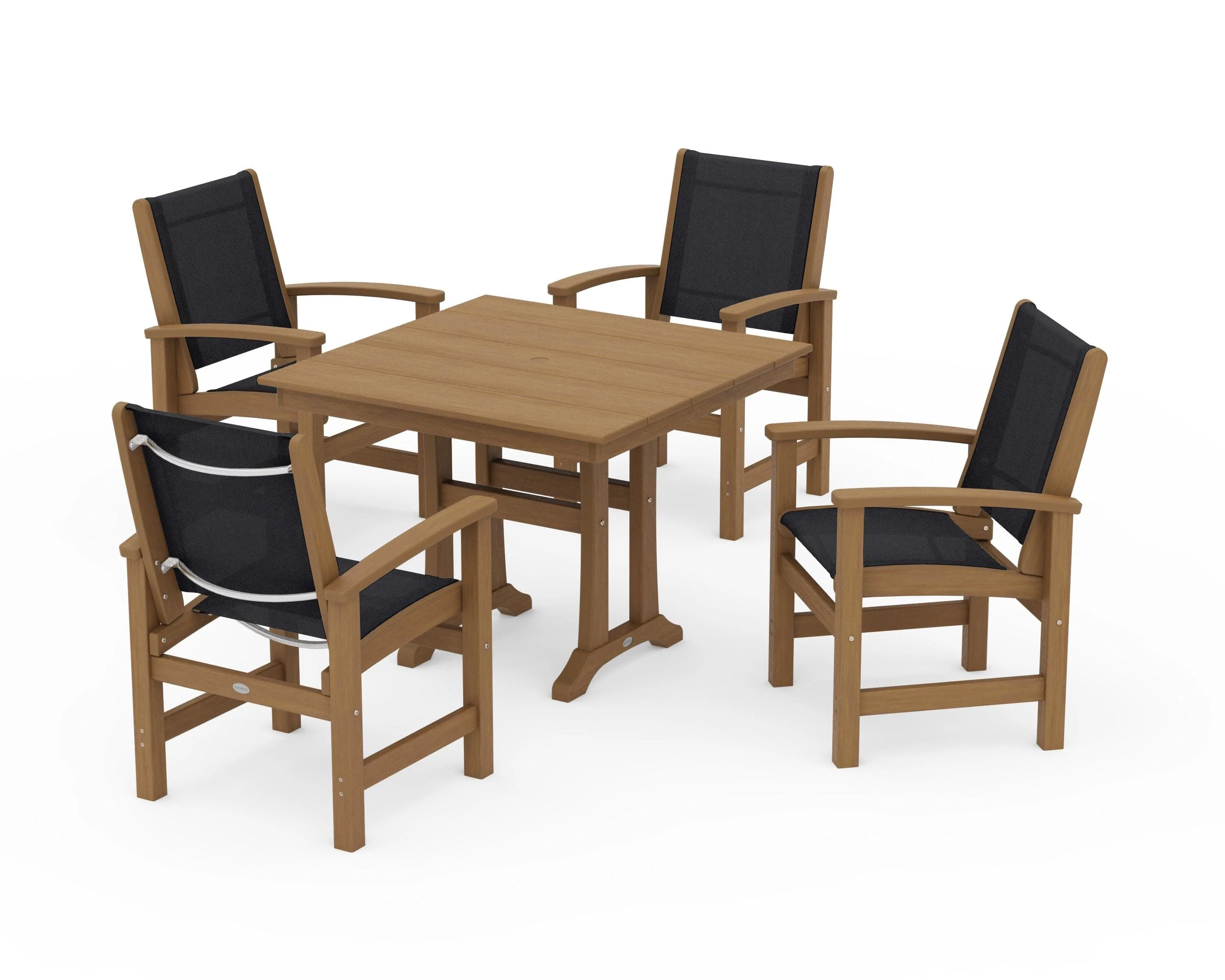 Coastal 5-Piece Farmhouse Dining Set With Trestle Legs - Image 144