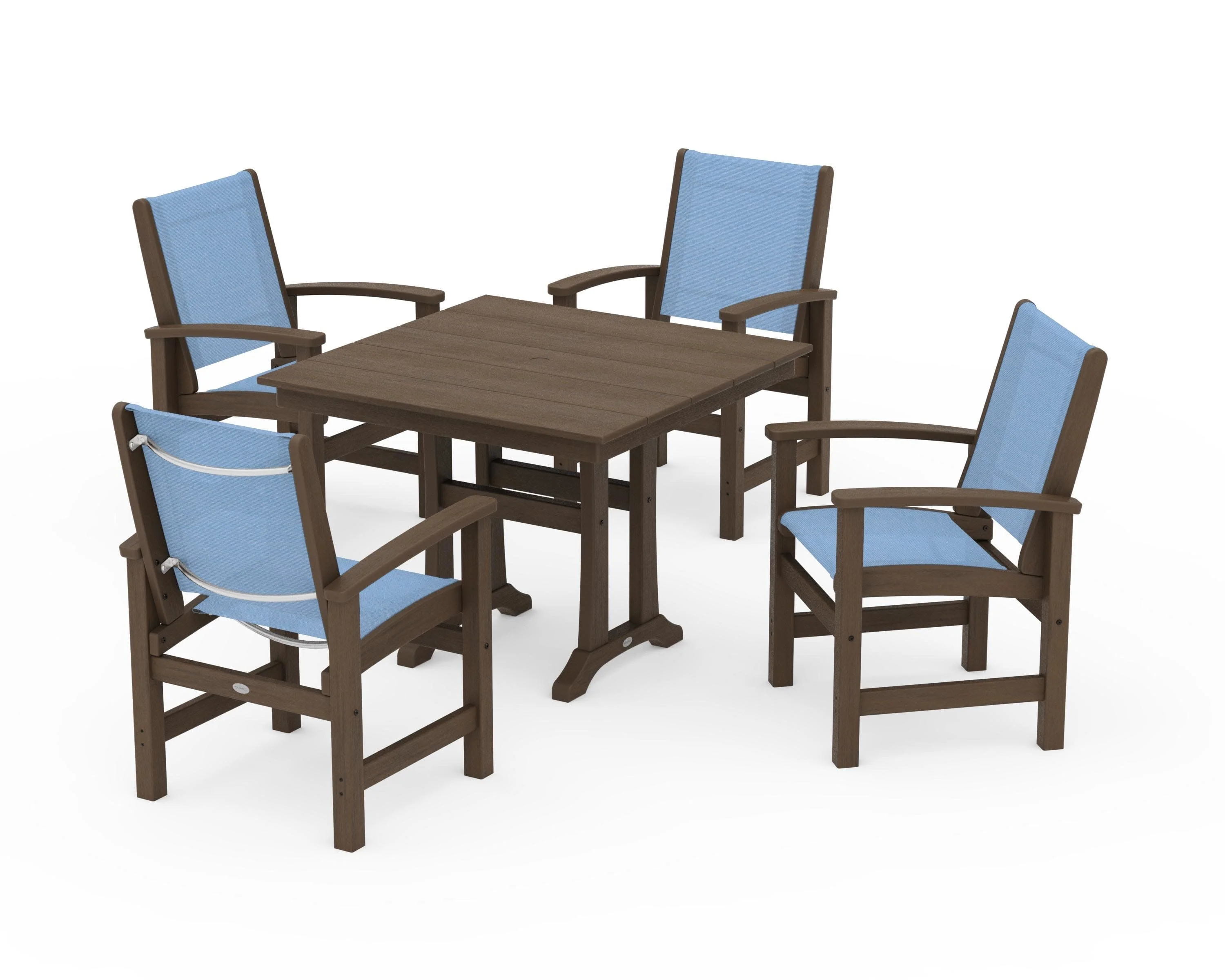 Coastal 5-Piece Farmhouse Dining Set With Trestle Legs - Image 145