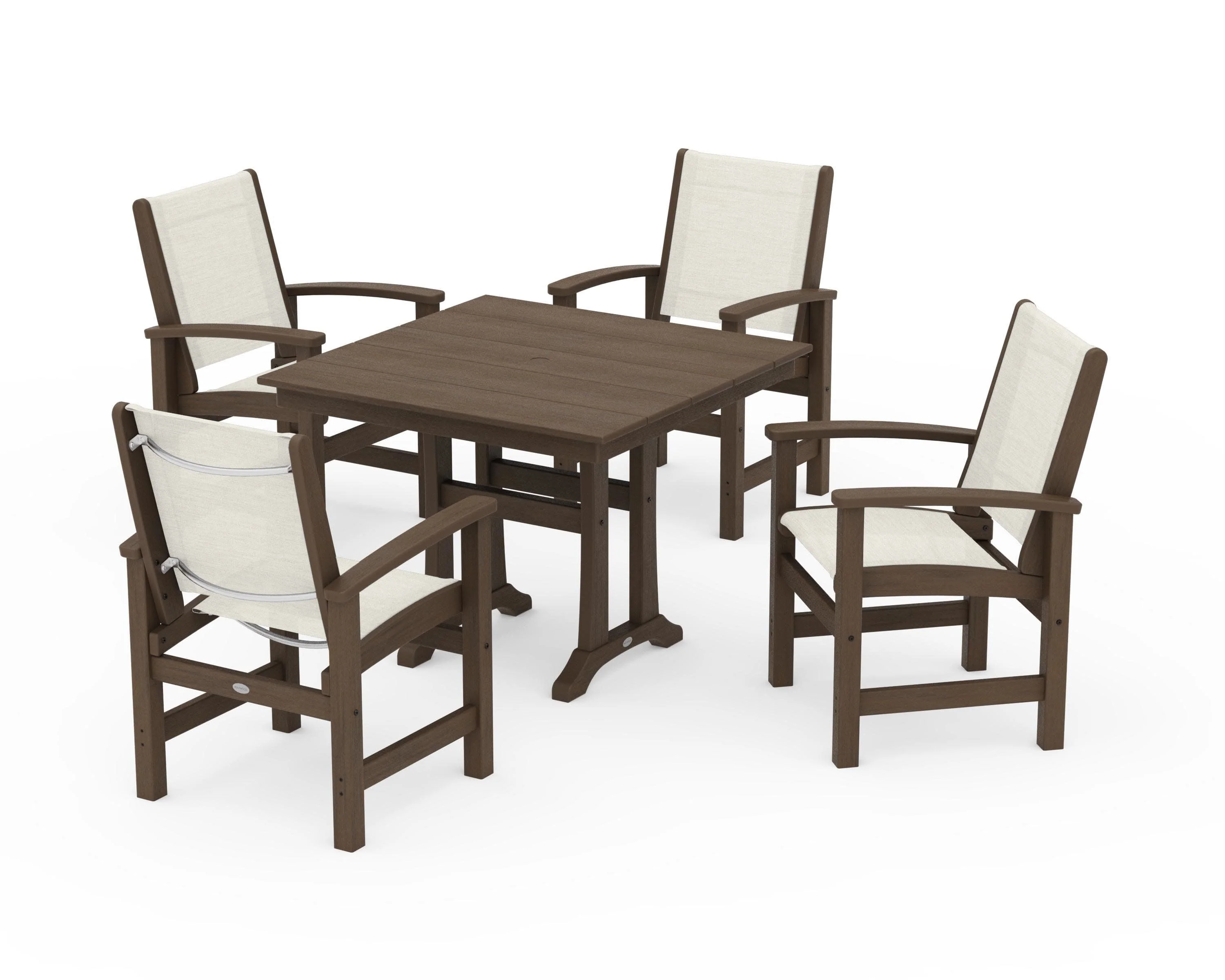 Coastal 5-Piece Farmhouse Dining Set With Trestle Legs - Image 146